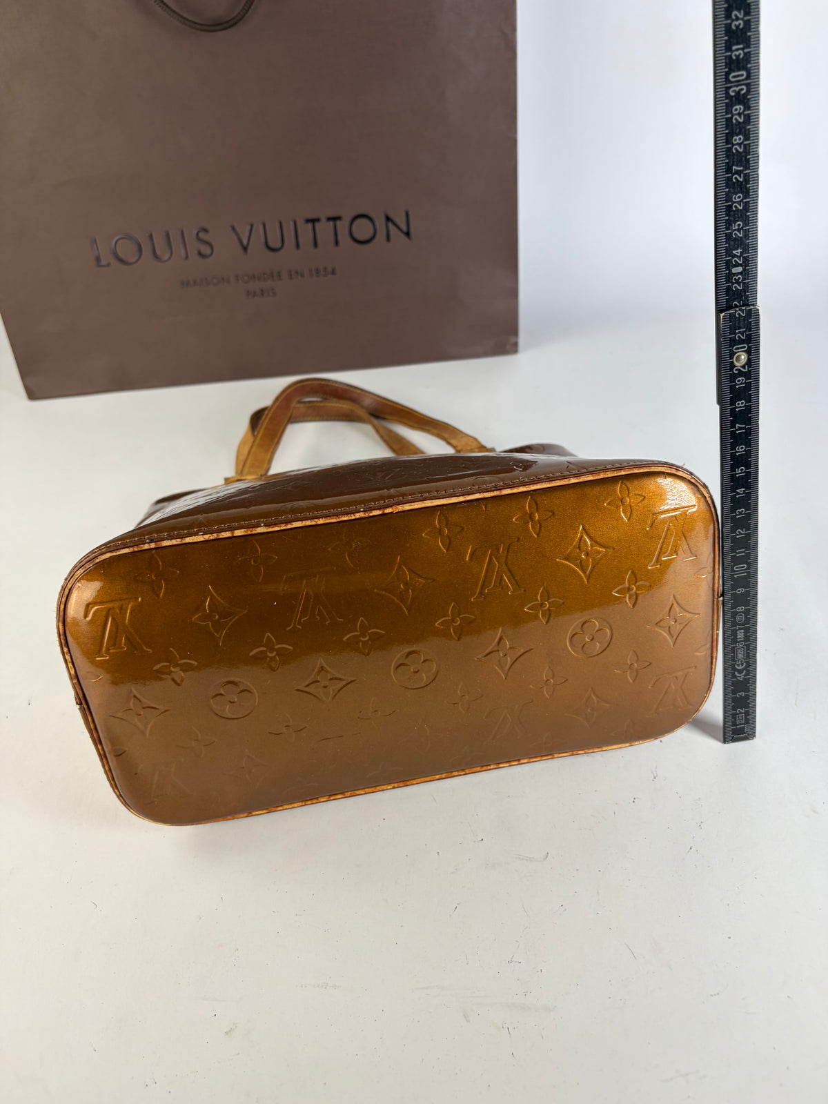 Vintage Louis Vuitton Monogram Vernis Patent Tote Late 1990s Dark Brown