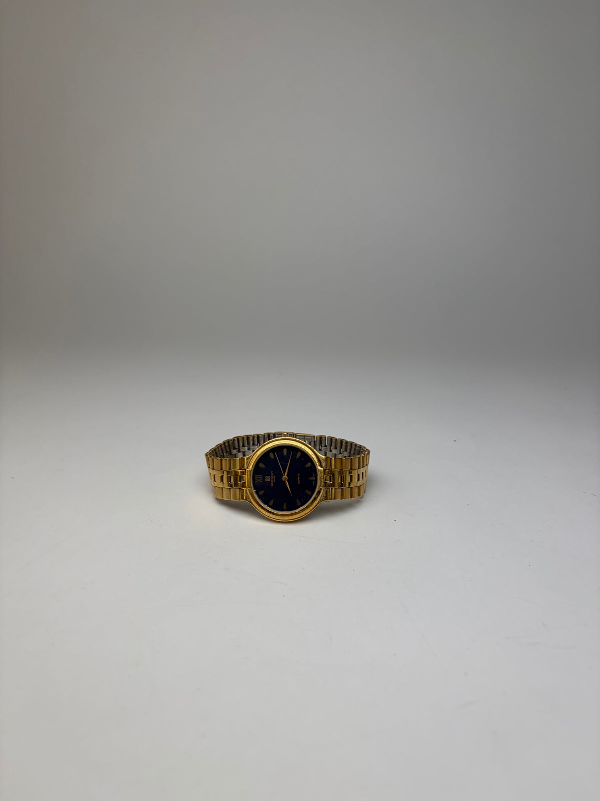 Vintage Givenchy 4G Logo Quartz Bracelet Watch c. Late 1980s Gold Blue