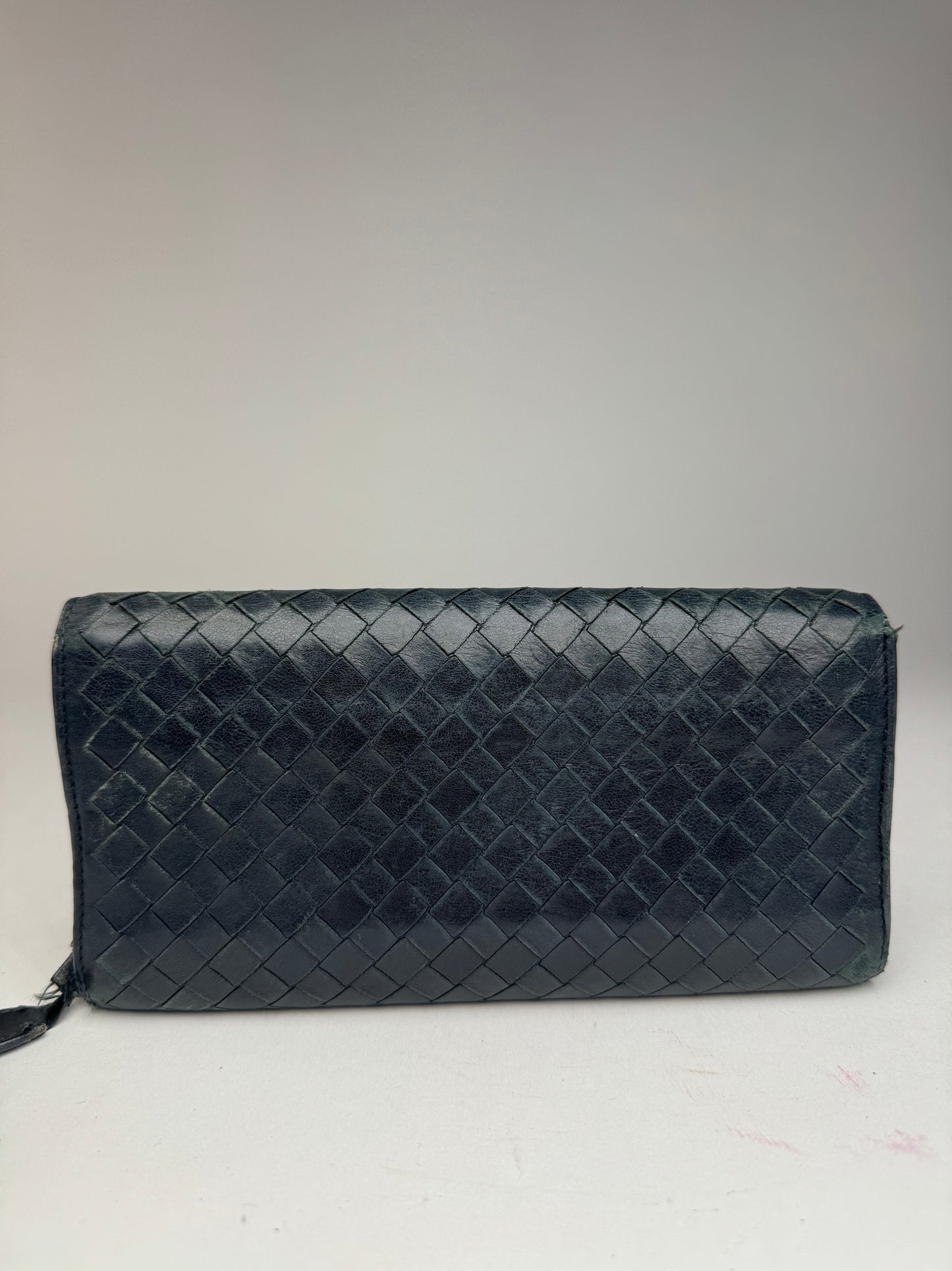 Vintage Bottega Veneta Intrecciato leather wallet black