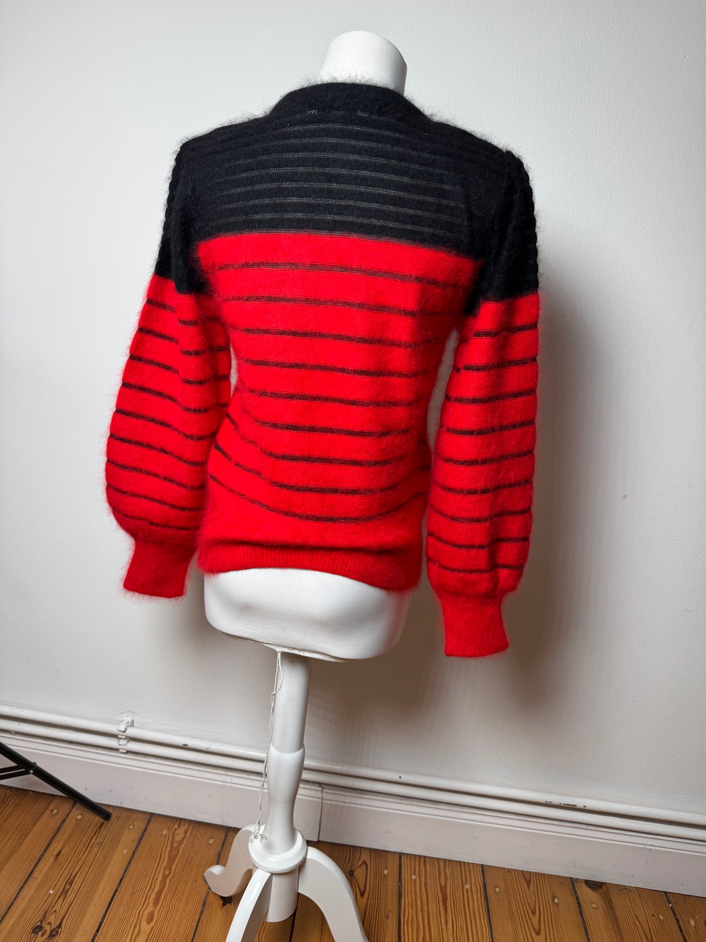 Vintage Dior Mohair Striped Sweater Black Red M