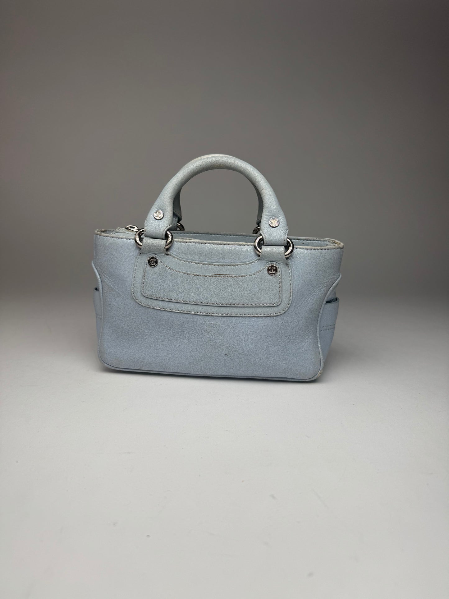 Vintage Celine baby blue leather mini bag
