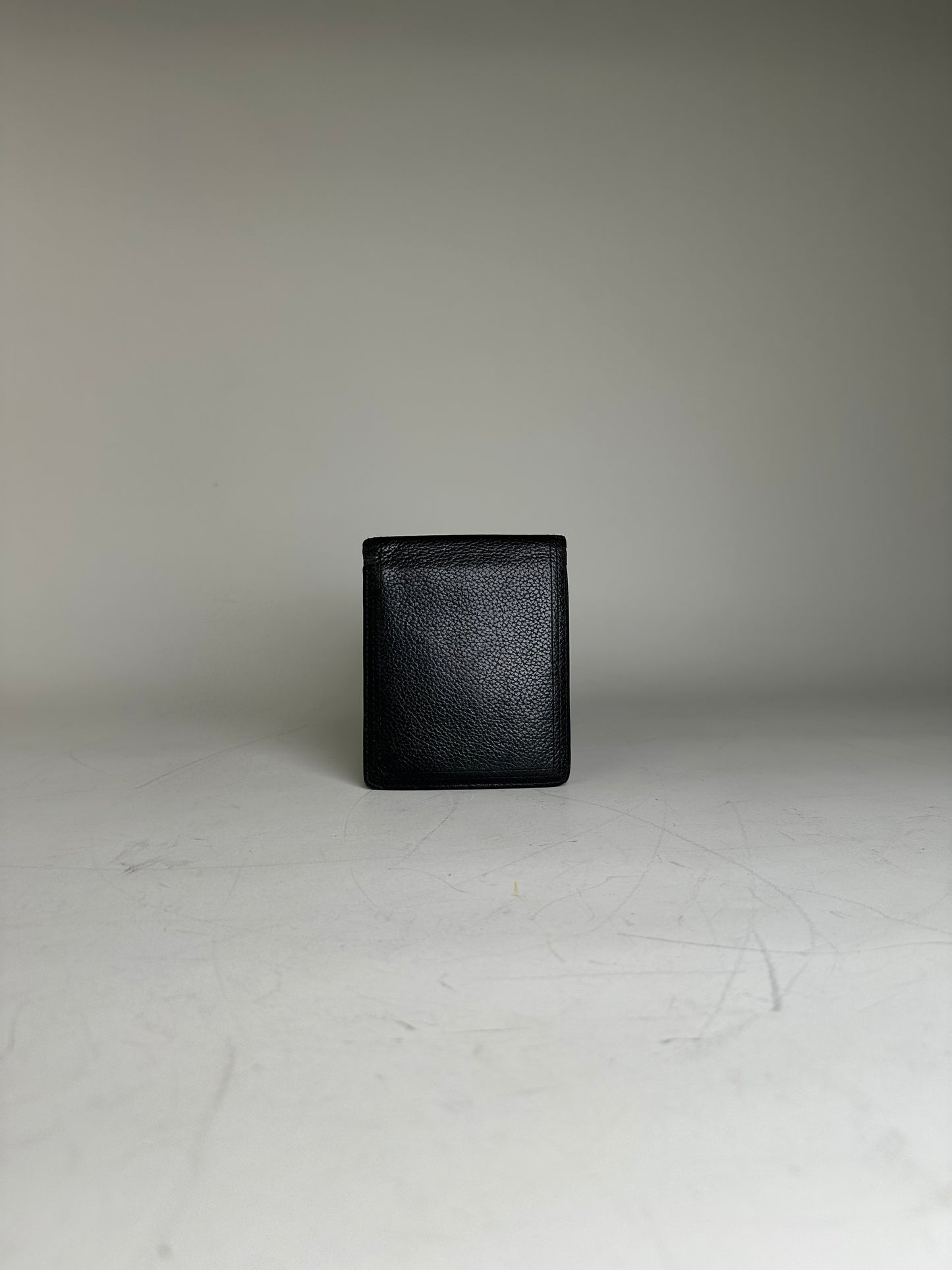 Vintage Saint Laurent Textured Leather Wallet Black Silver