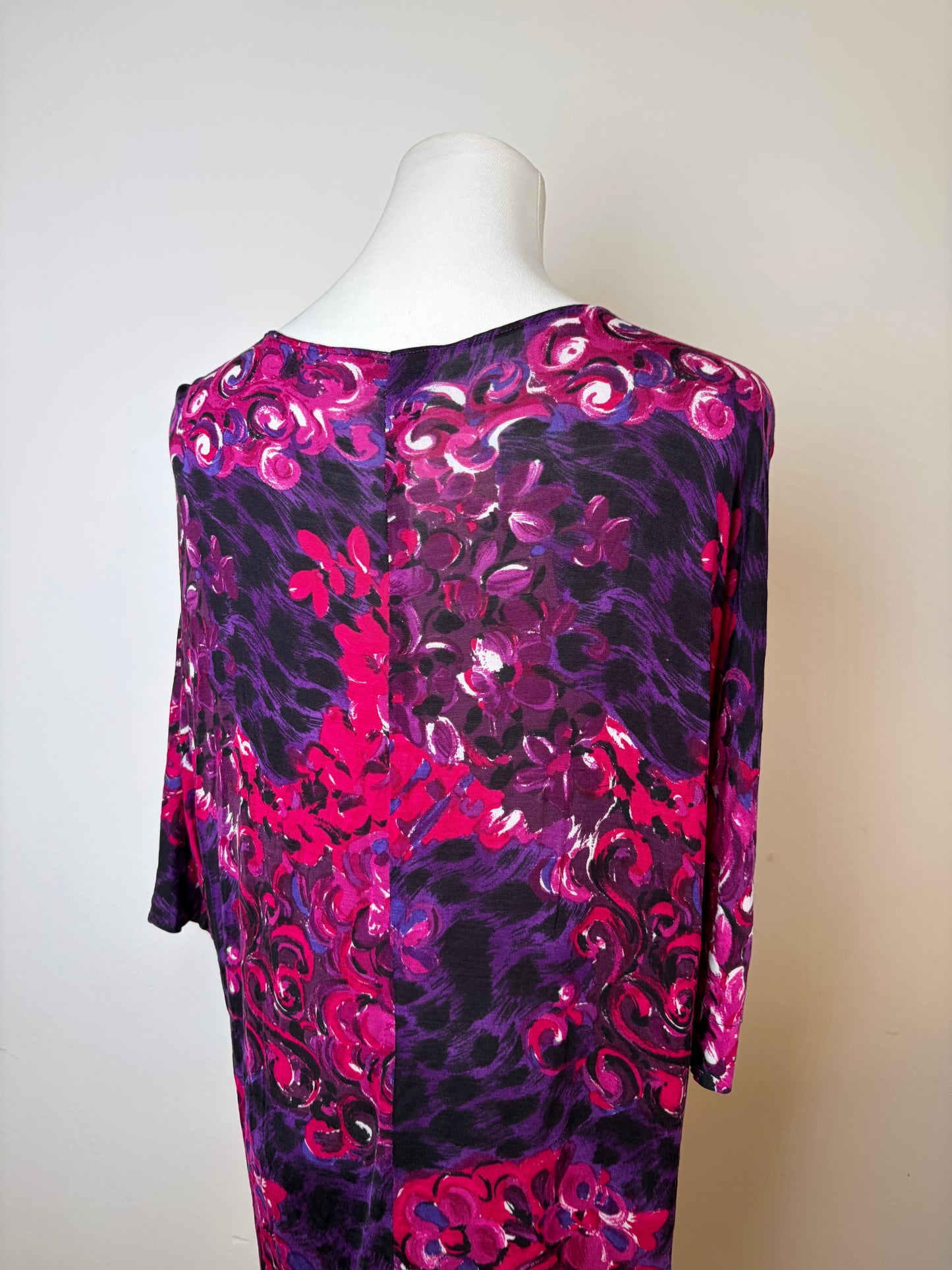 Vintage Versace Floral Silk Blend Tunic Fuchsia Purple M