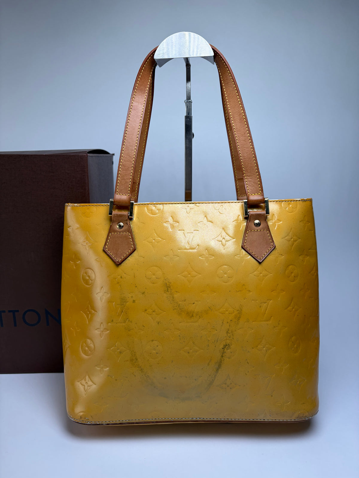 Vintage Louis Vuitton Monogram Vernis Patent Tote Late 1990s Yellow