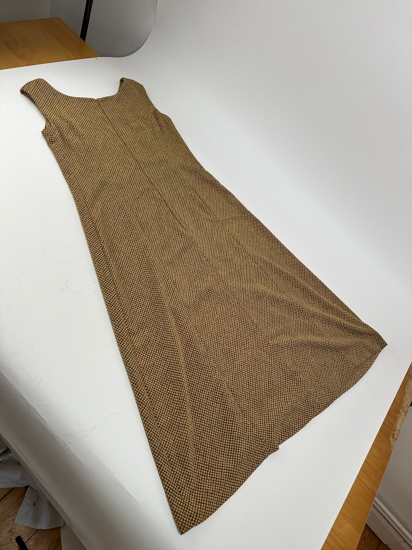 Vintage Gucci Abstract Wool Shift Dress Gold Brown M