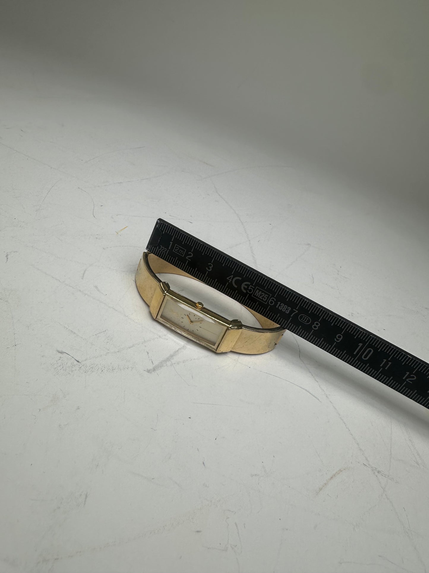 Vintage Saint Laurent Logo Bracelet Watch Gold Plated White