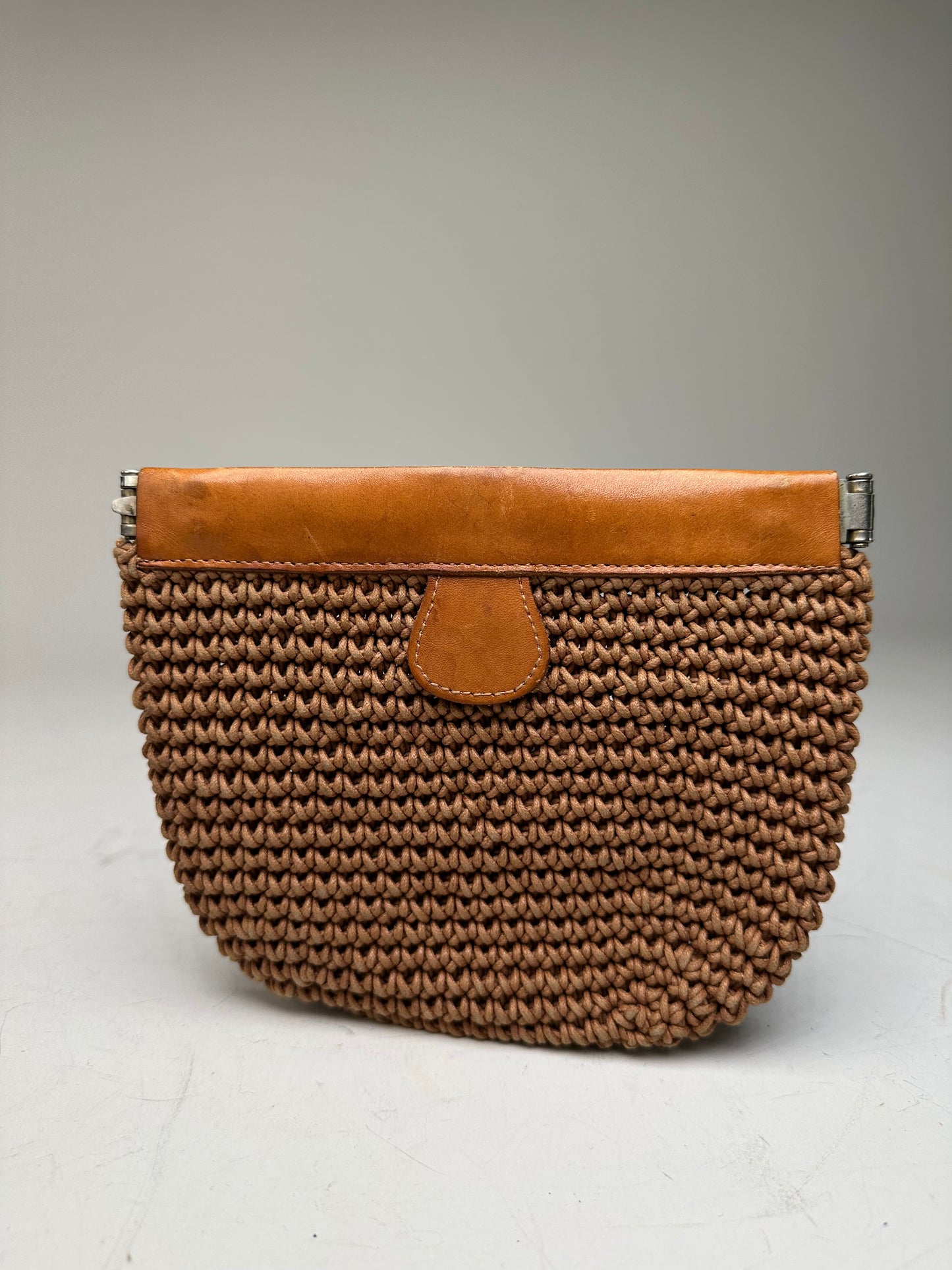 Vintage Issey Miyake Woven Fabric Clutch Bag Tan Brown
