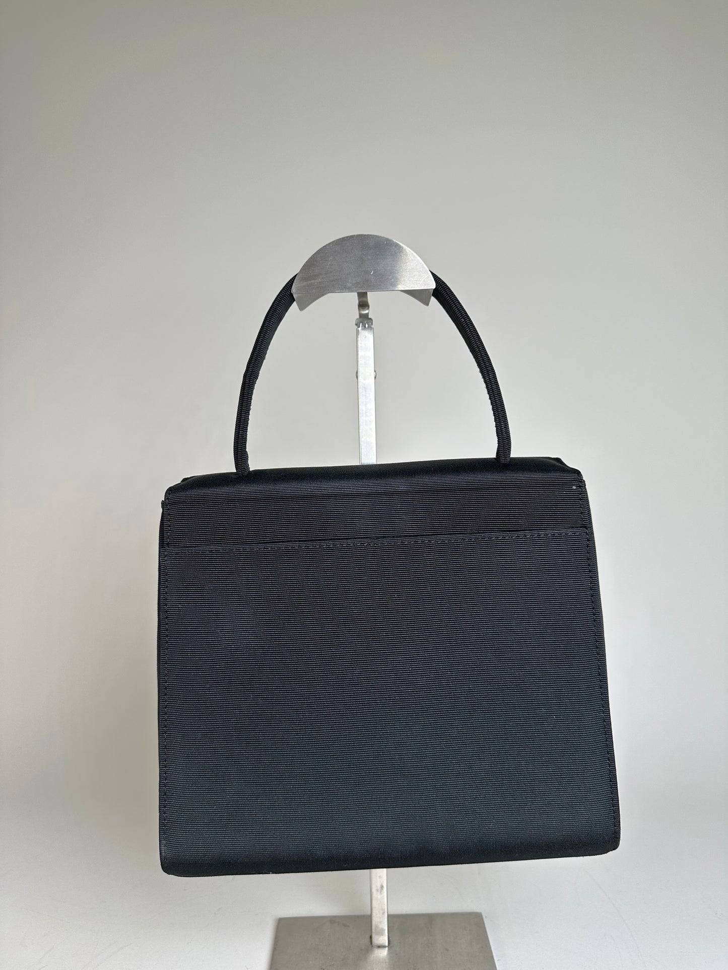 Vintage Givenchy Textured Fabric Handbag Black Gold