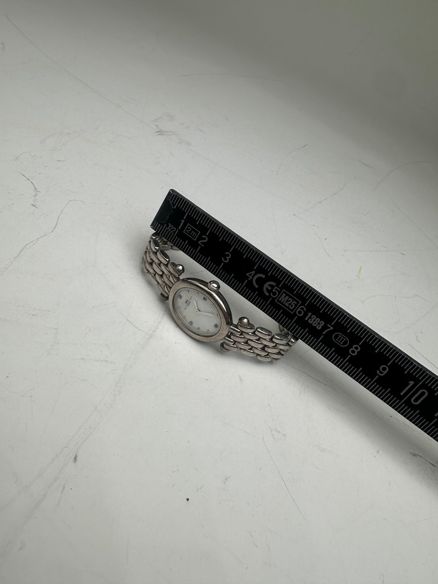 Vintage Balenciaga Stainless Steel Bracelet Watch Silver White