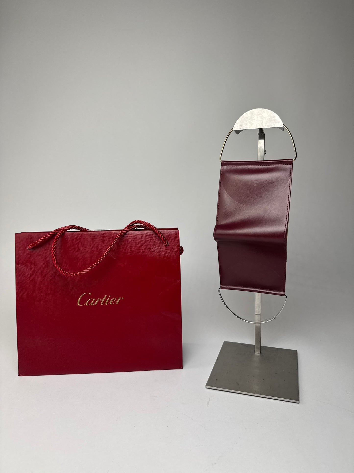 Vintage Cartier Leather Card Holder / Mini Bag Burgundy