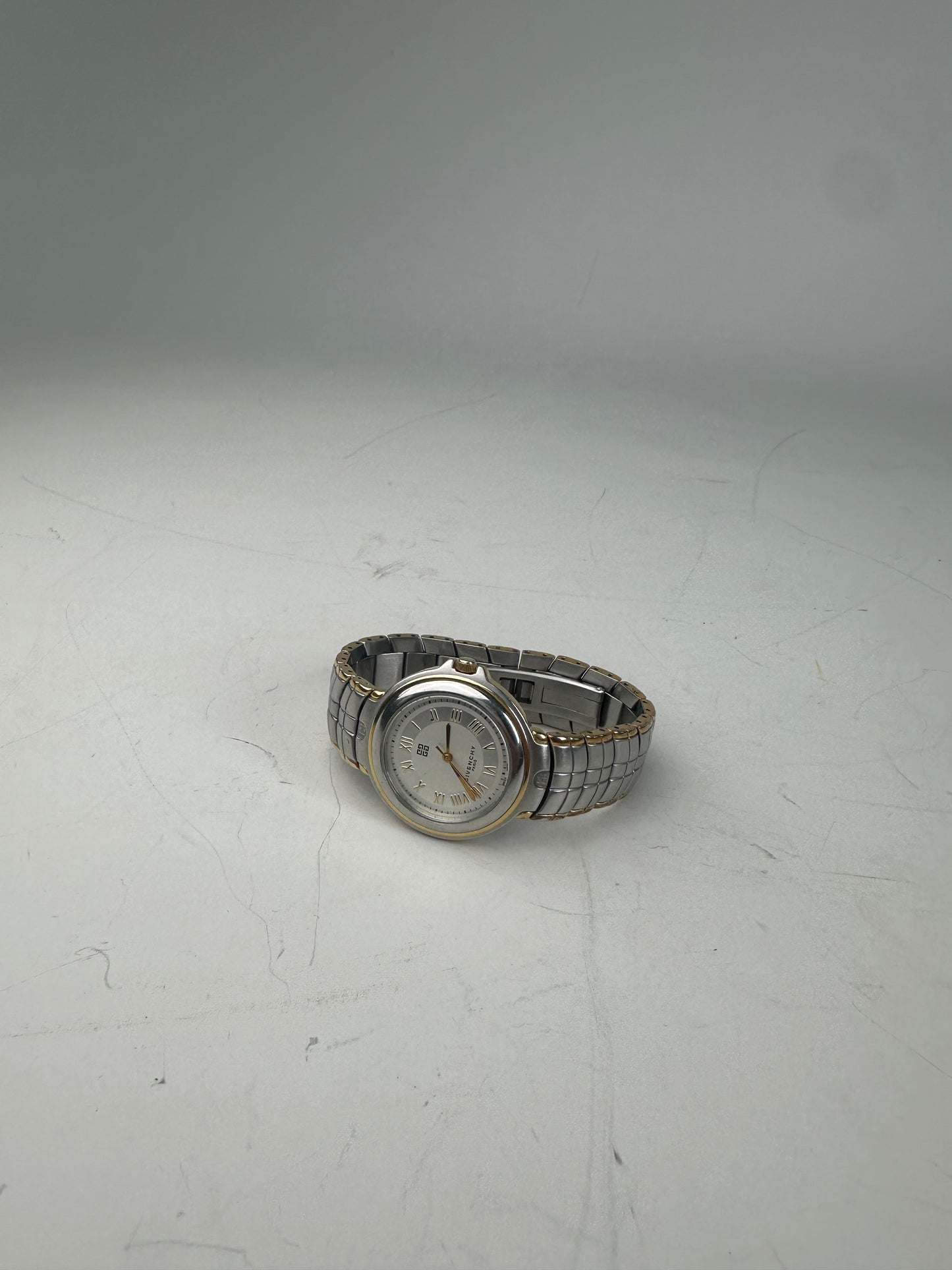 Vintage Givenchy Stainless Steel Bracelet Watch Silver Gold