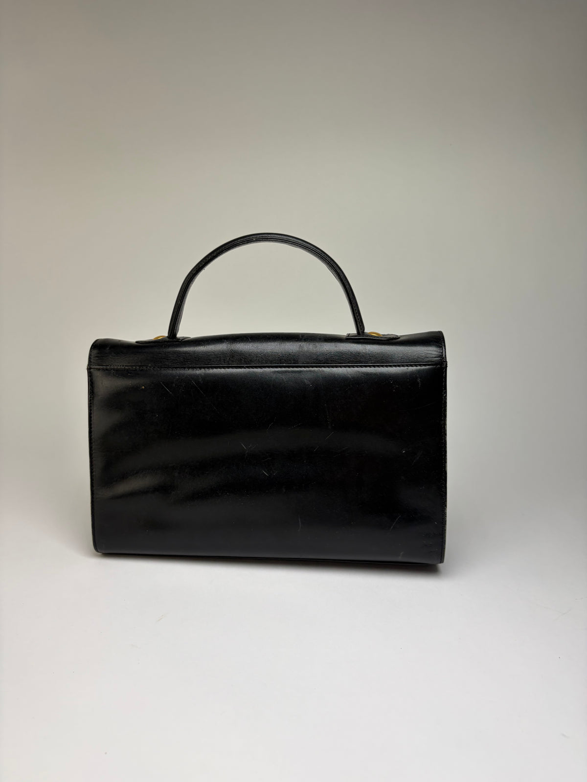 Vintage Givenchy 4G Logo Structured Leather Bag Late 1970s Black