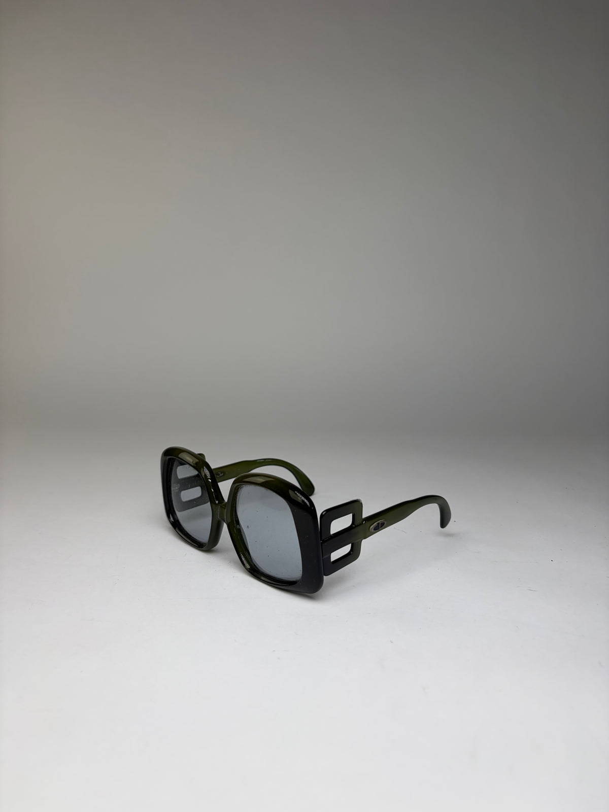 Vintage Dior Geometric Sunglasses Late 1990s Olive Black