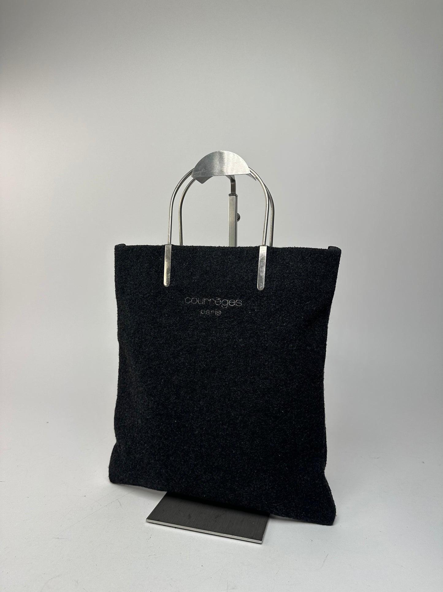 Vintage Courreges Wool Handbag Black