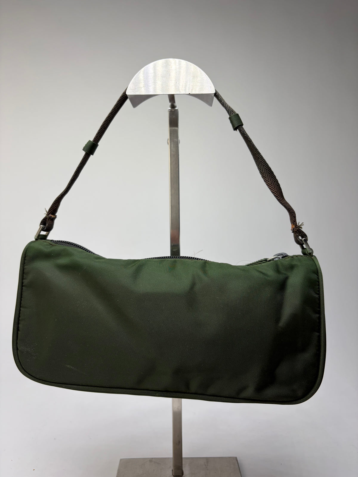 Vintage Prada Tessuto Nylon Pouch Bag Late 1990s Dark Green
