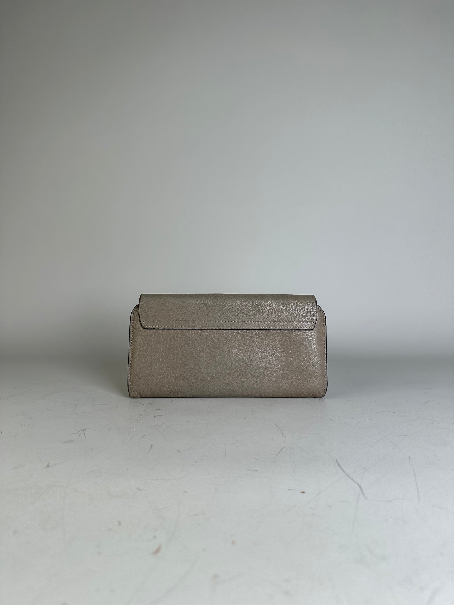 Vintage Chloe Grained Leather Wallet Taupe Gold-Tone