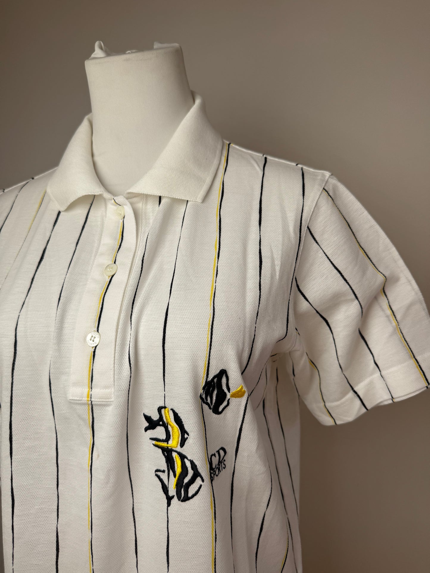 Vintage Dior Striped Polo Shirt Black white Yellow 36/S