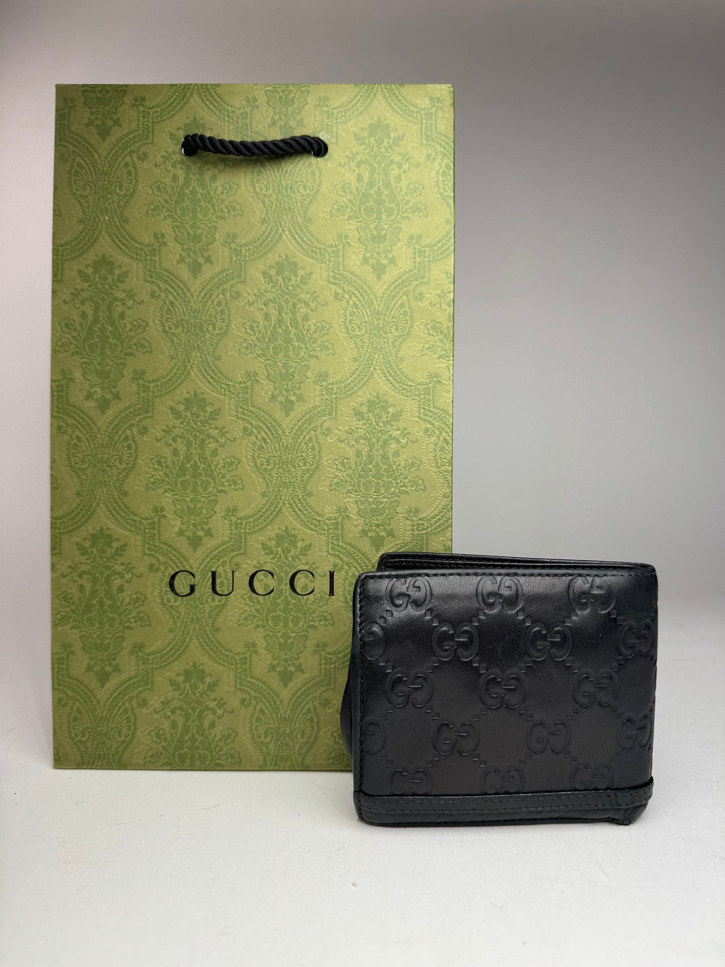 Vintage Gucci Flapable monogram Leather wallet black