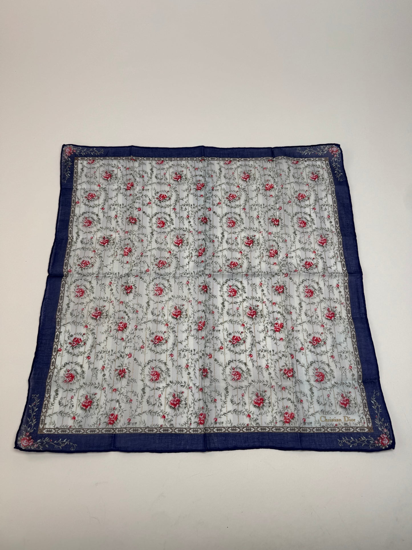 Vintage Dior Floral Scarf Blue