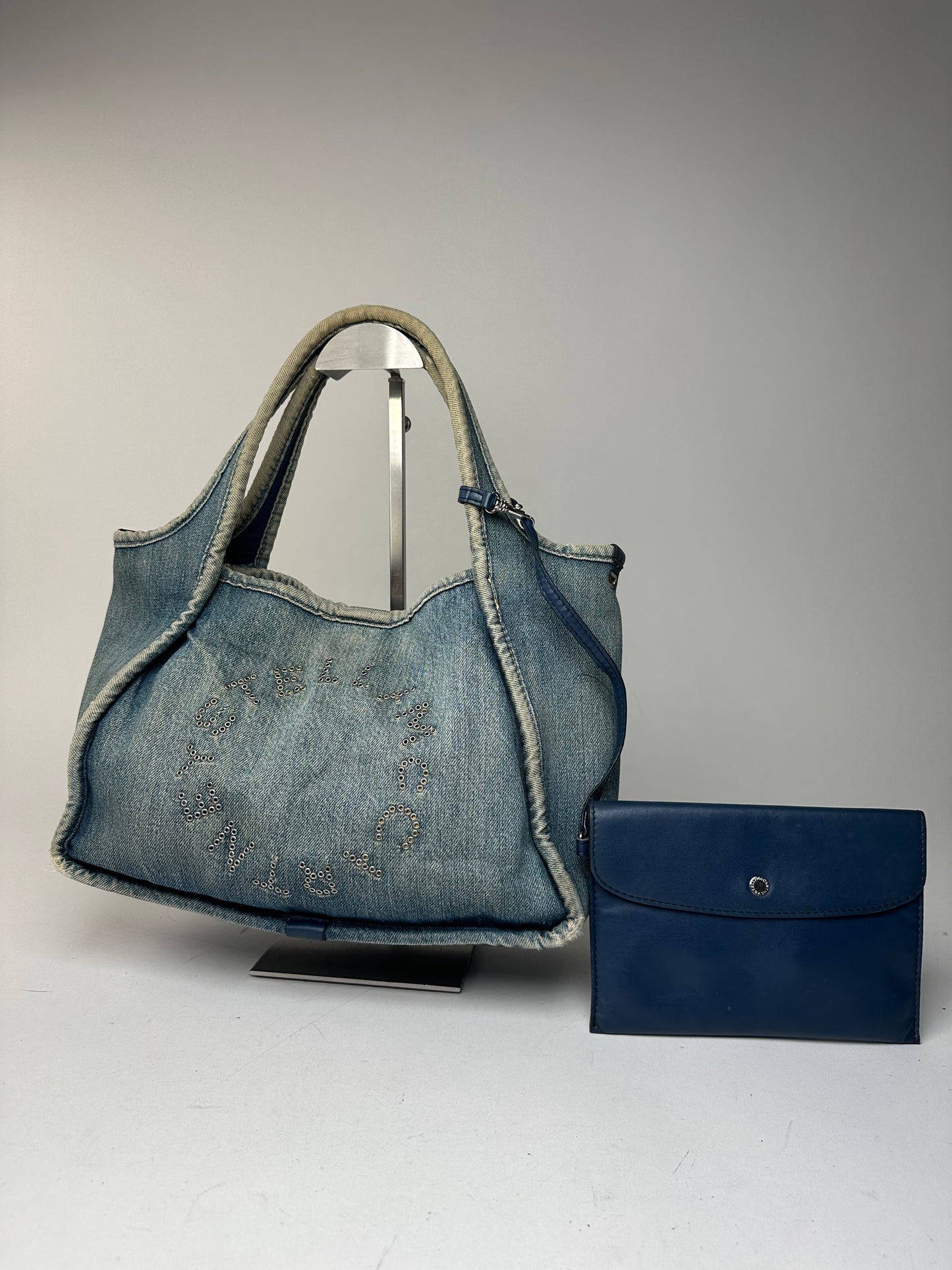 Vintage Stella Mc Cartney Denim Vegan Leather Bag Blue