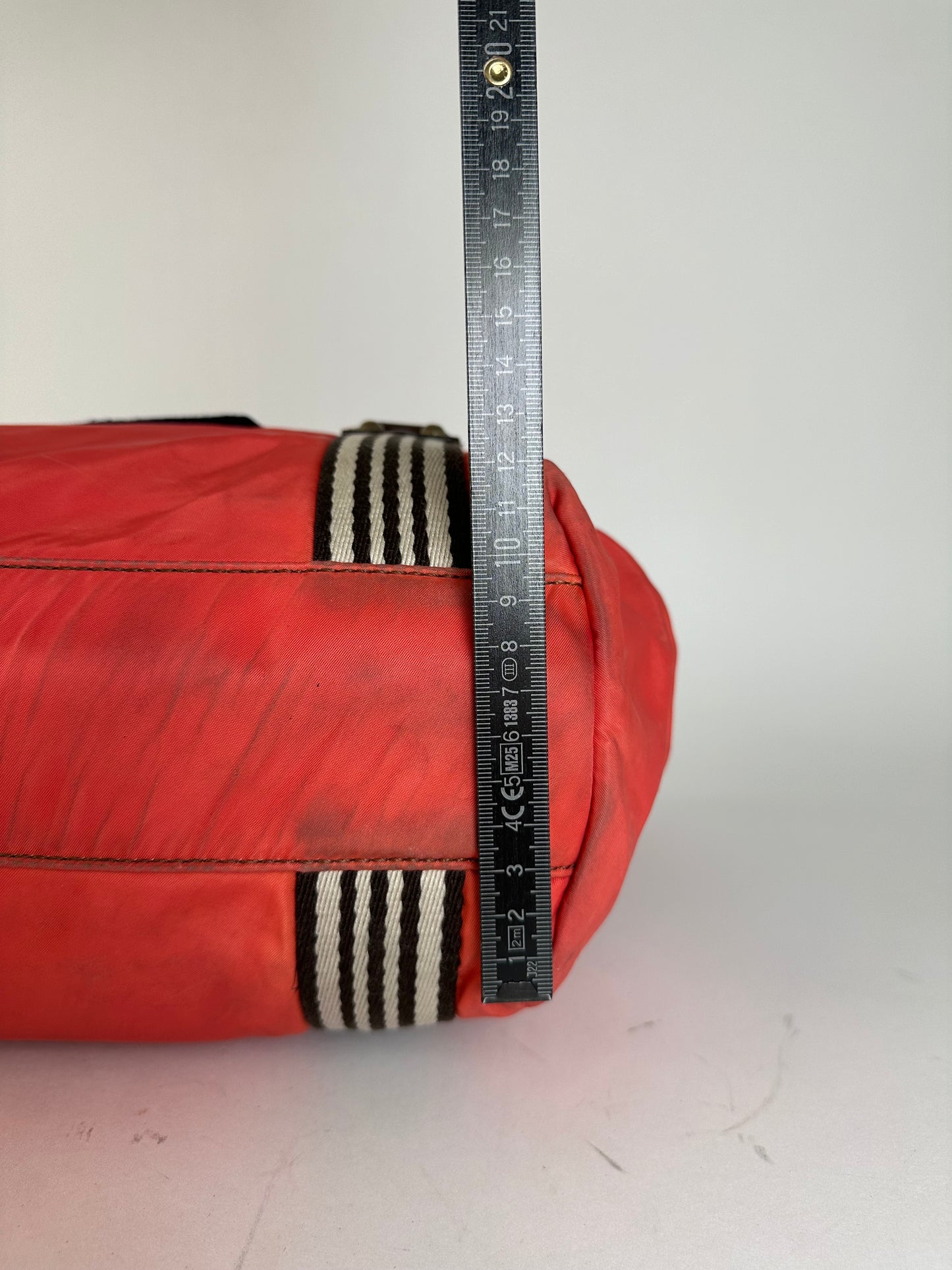 Vintage Burberry Nylon Leather Bag Red Brown