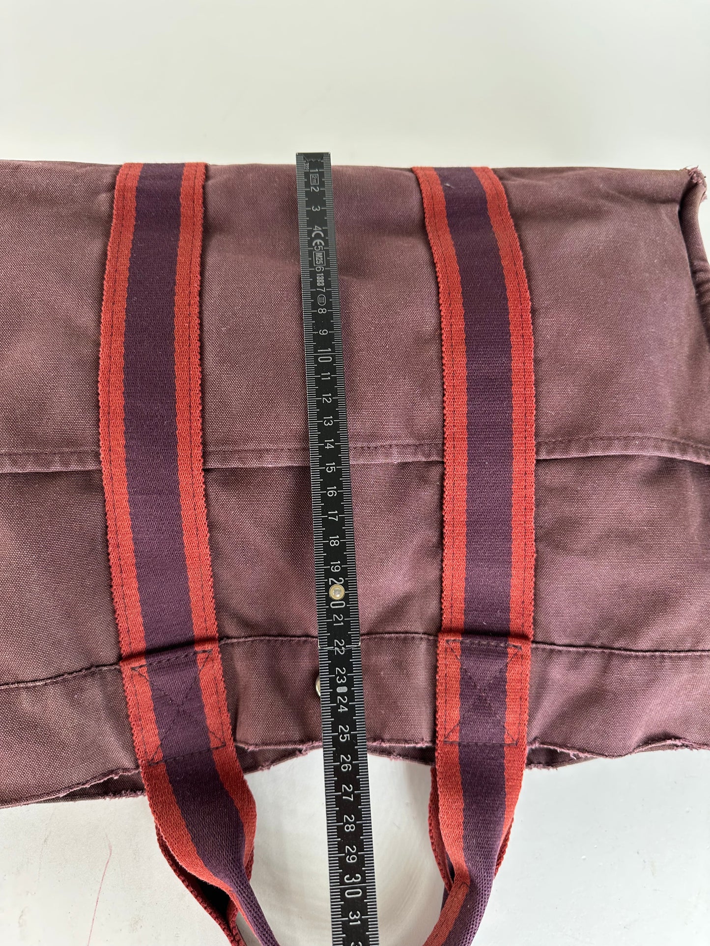 Vintage Hermes Fourre Tout Canvas Tote Bag Burgundy Red