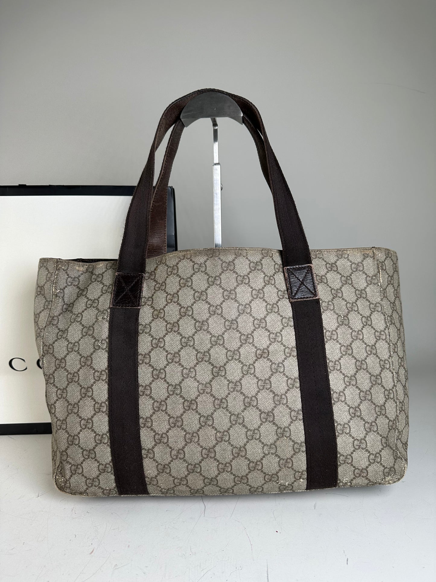 Vintage Gucci GG Supreme Tote Bag Beige Brown