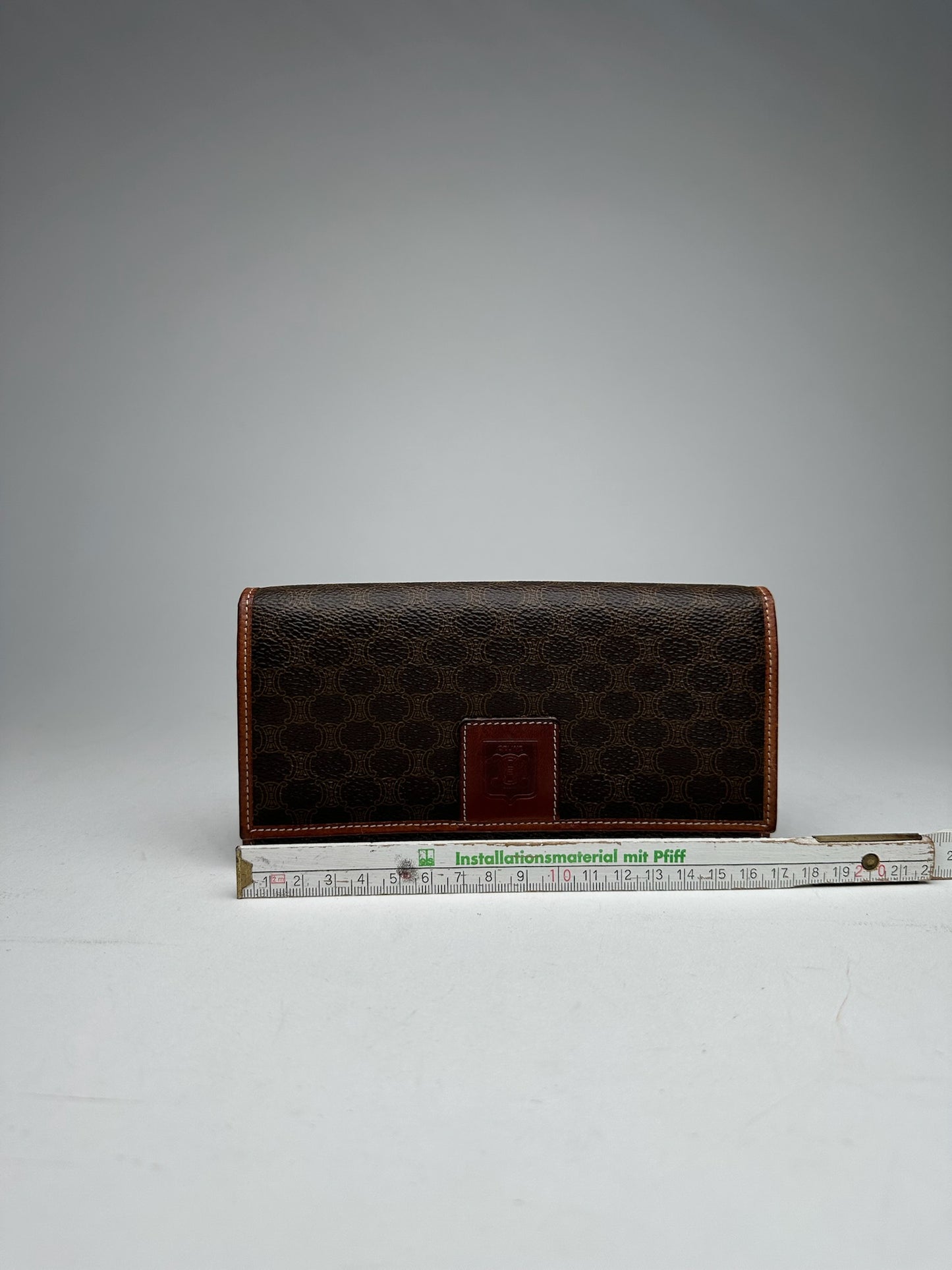 Vintage Celine monogram Leather Wallet Brown
