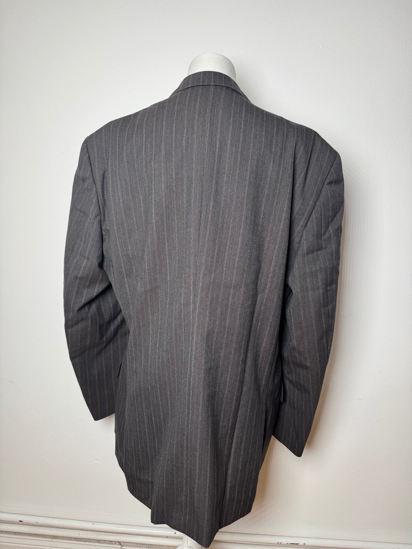Vintage Courreges Striped Men’s Wool Blazer M/L Grey