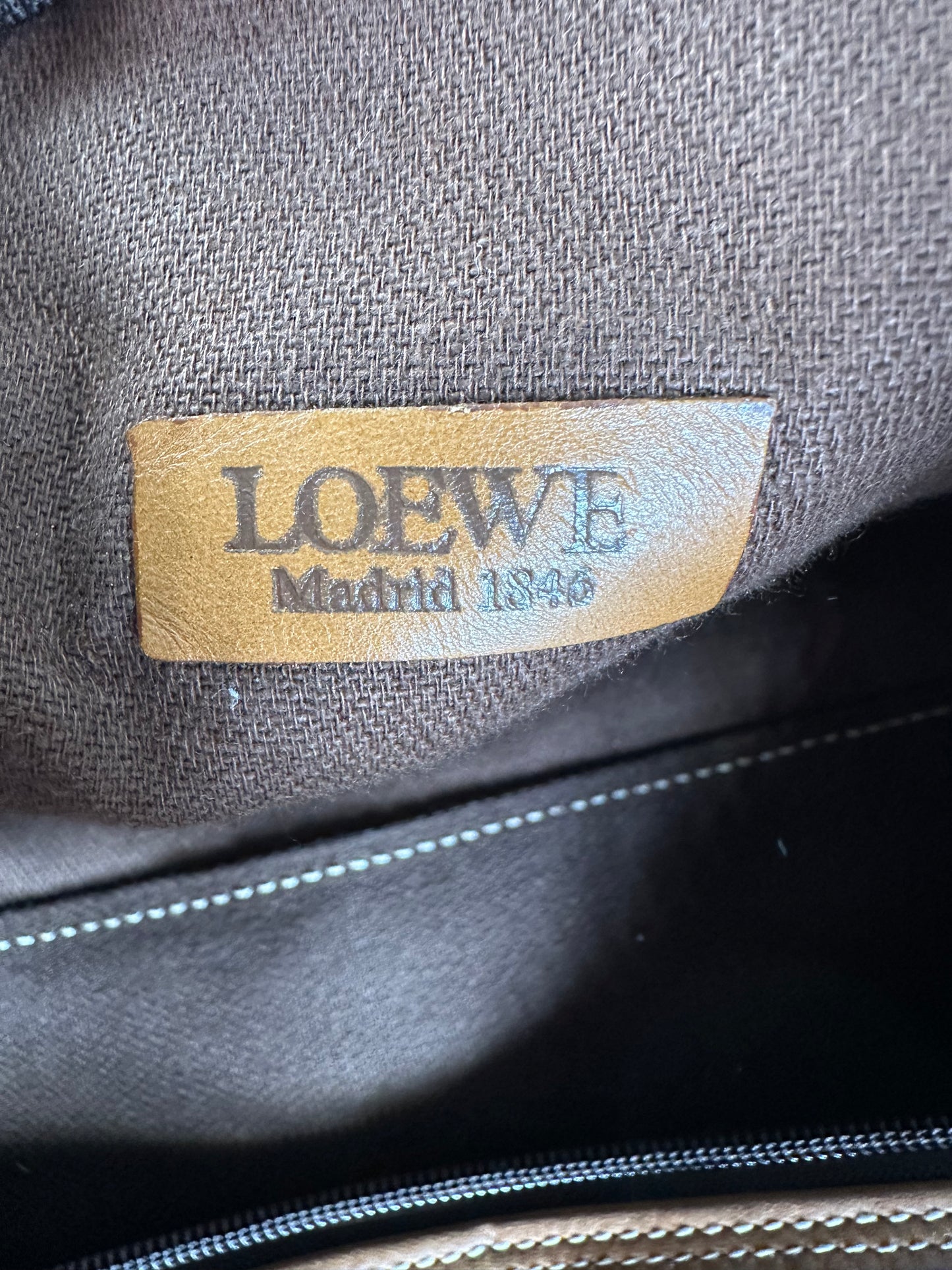 Vintage Loewe Suede Leather Tote Bag Brown Tan