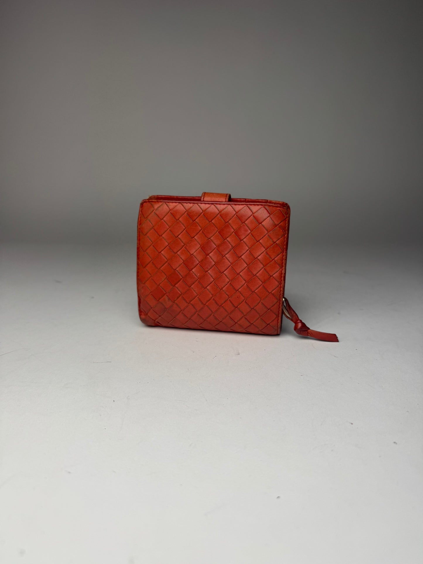 Vintage Bottega Veneta Intrecciato Leather wallet Orange