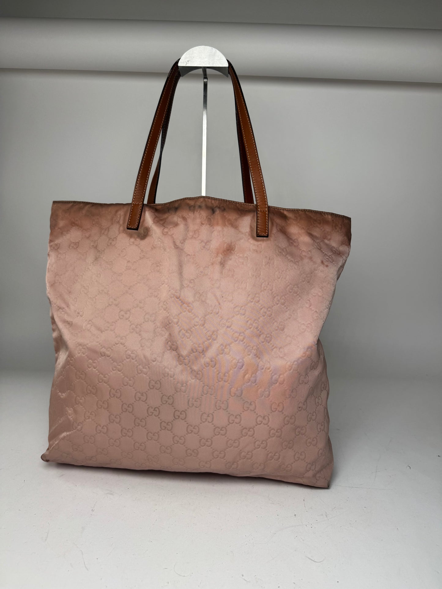 Vintage Gucci Monogram Tote Bag Pink Brown