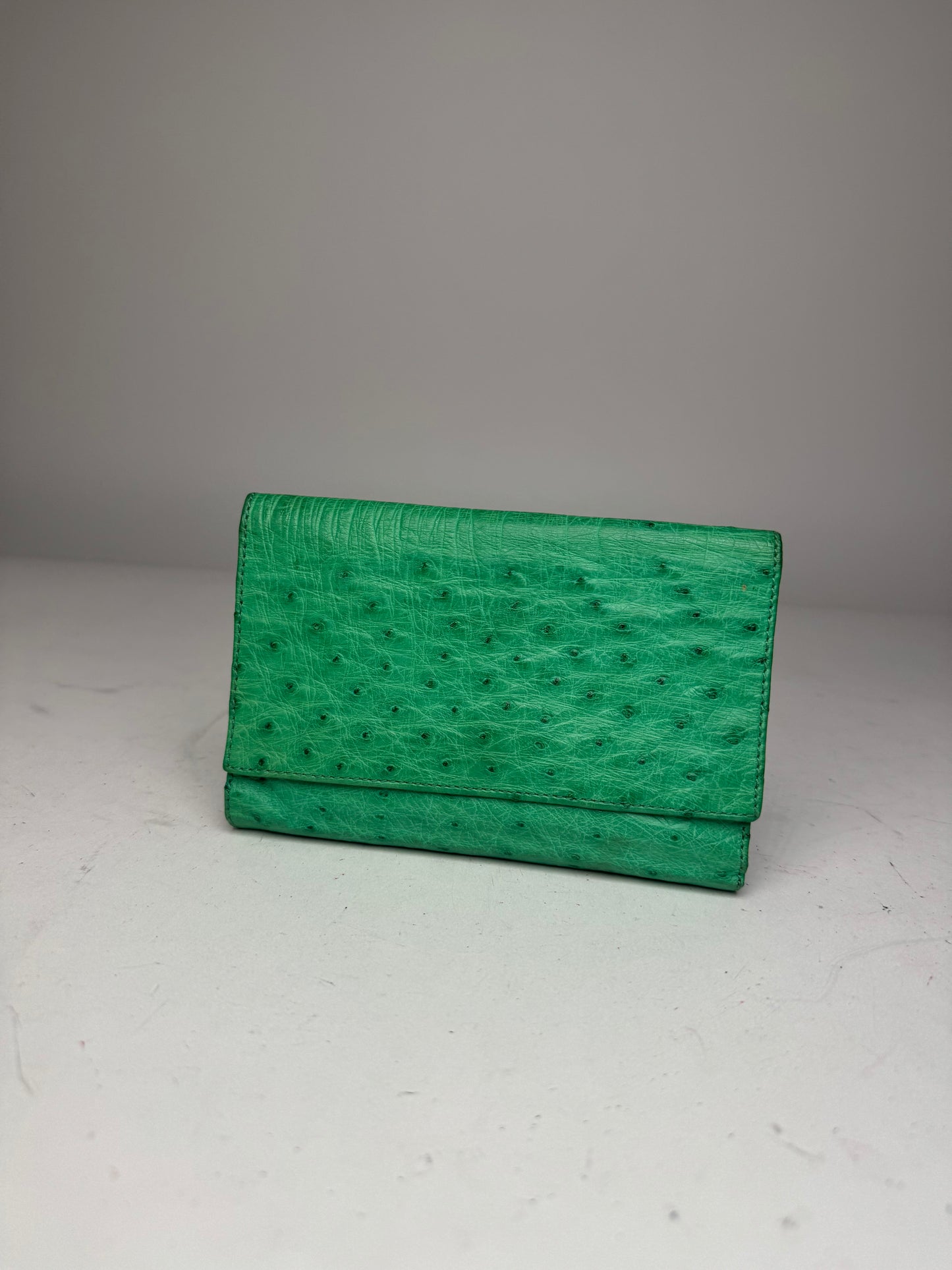 Vintage Ostrich Leather Wallet Green