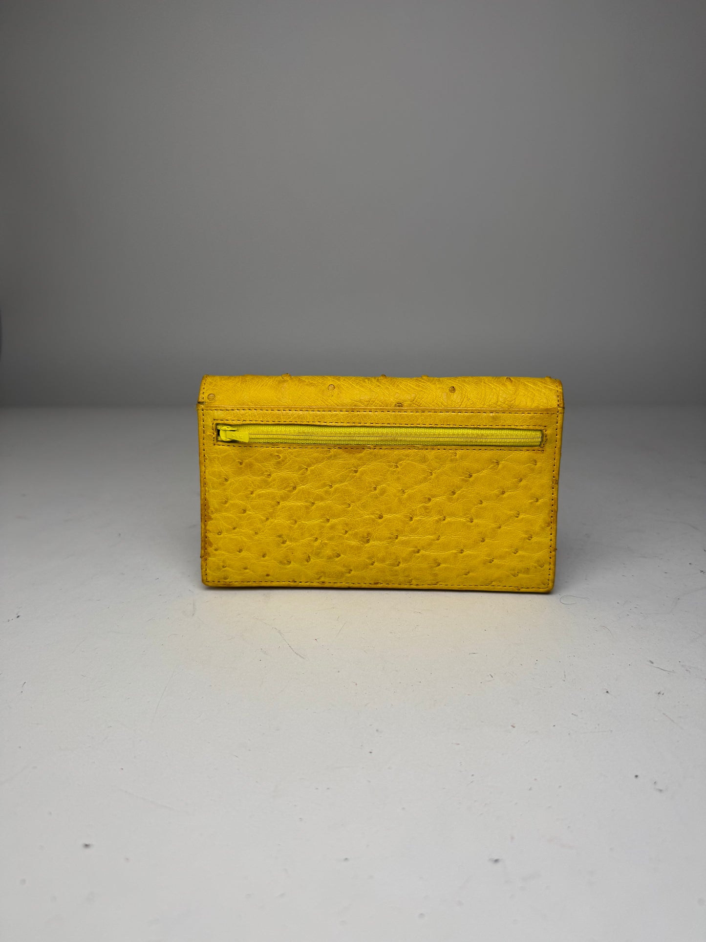 Vintage Ostrich Leather Wallet Yellow
