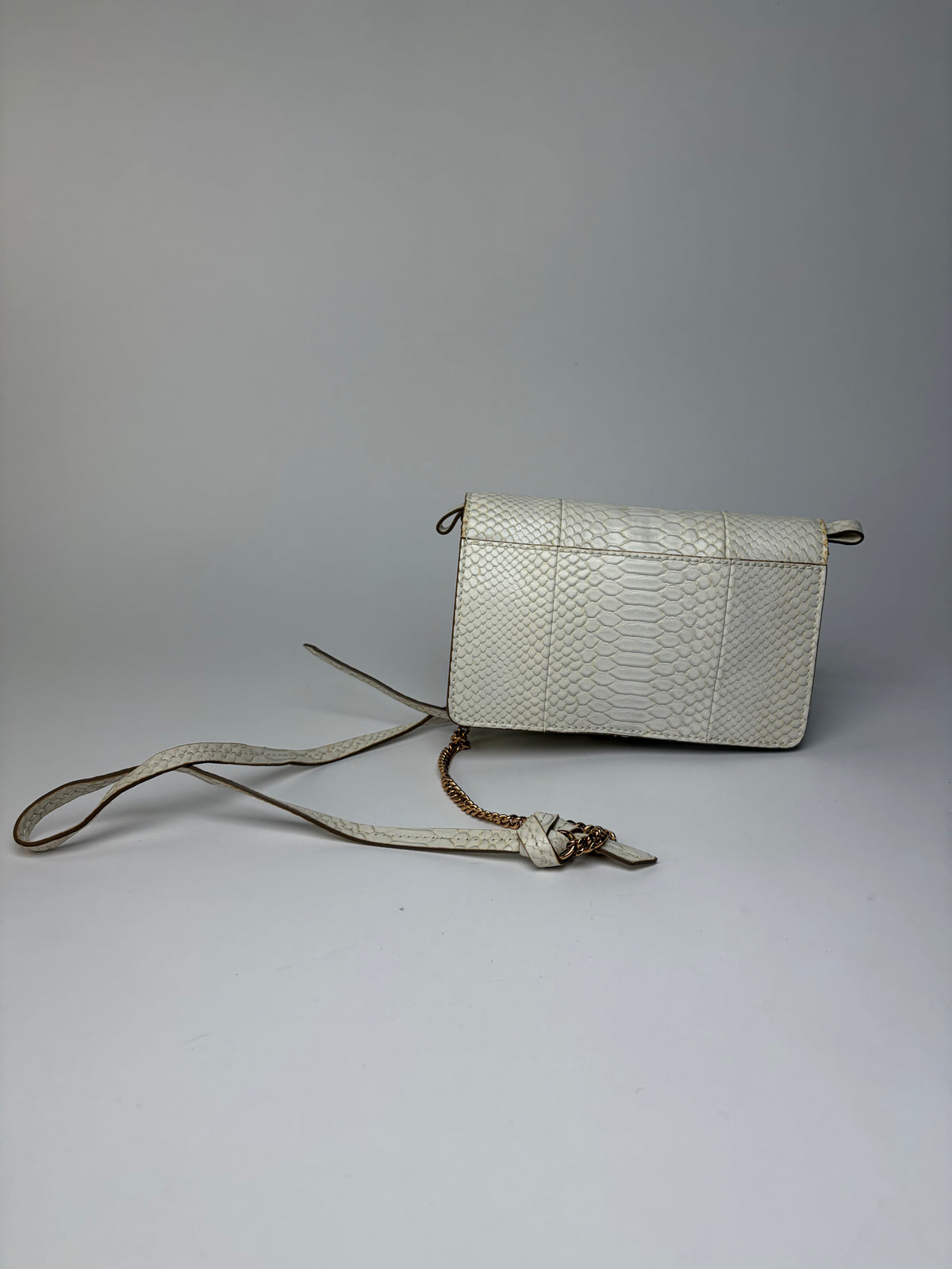 Vintage Stella McCartney Faux Python Flap Crossbody Off-White