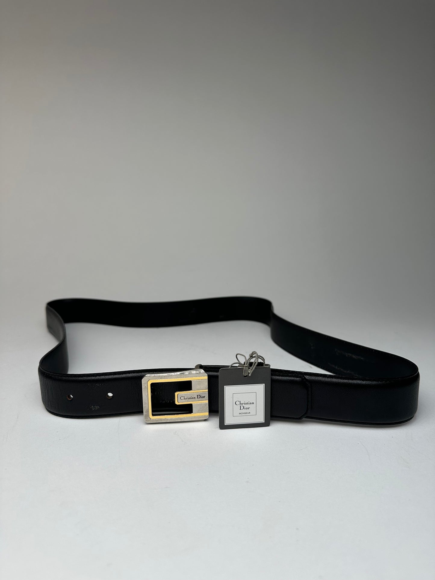 Vintage Dior Leather Belt Black New with tag