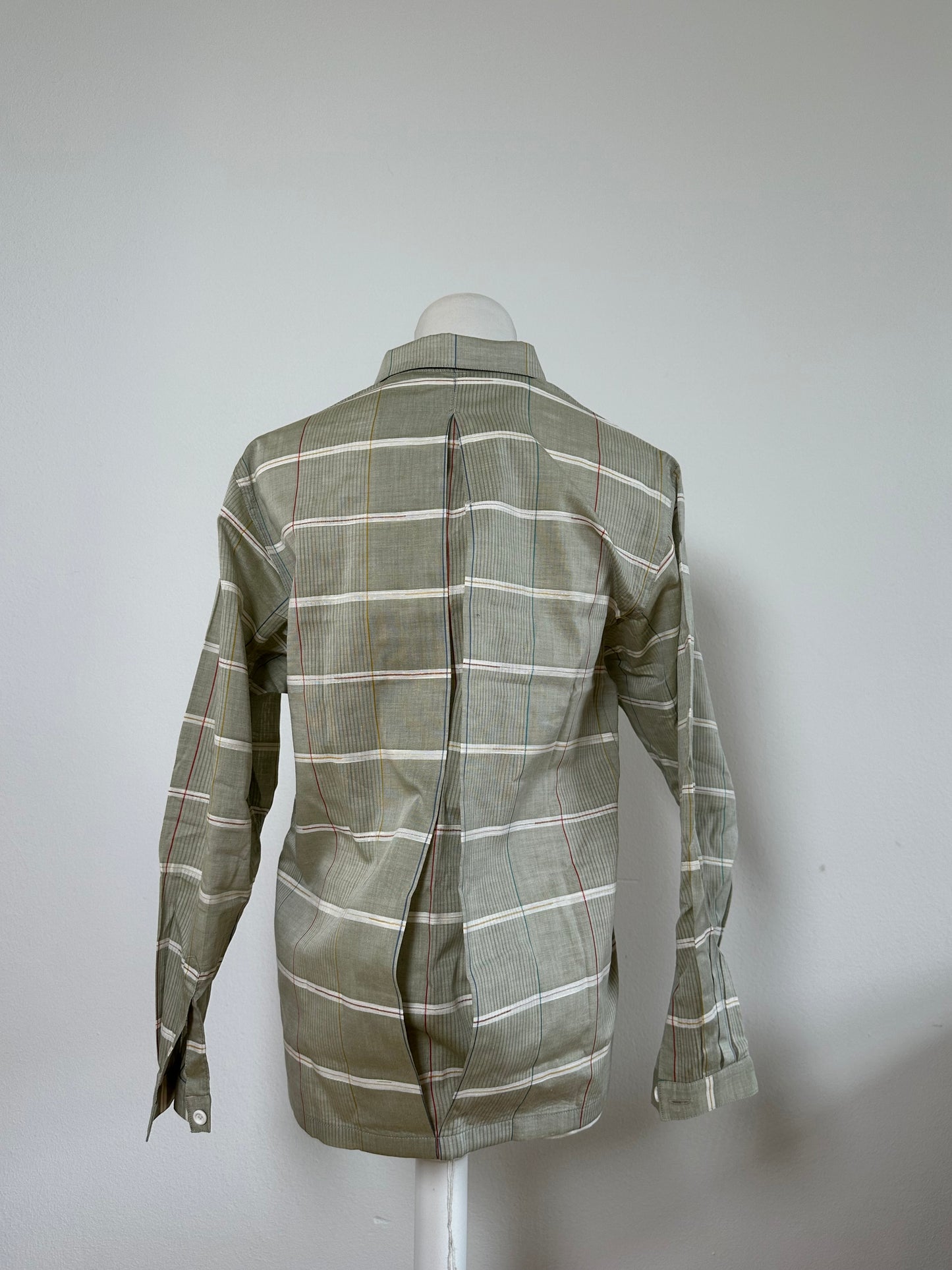 Vintage Dior Striped Cotton Button-Up Shirt Olive Red L