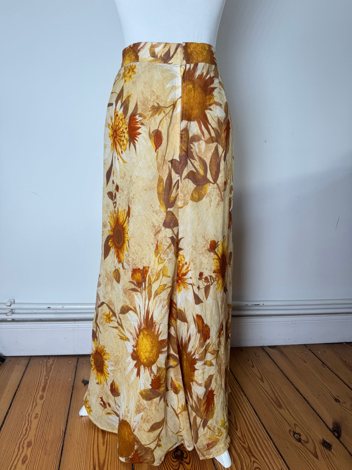Vintage Chloe Floral Skirt Beige Brown