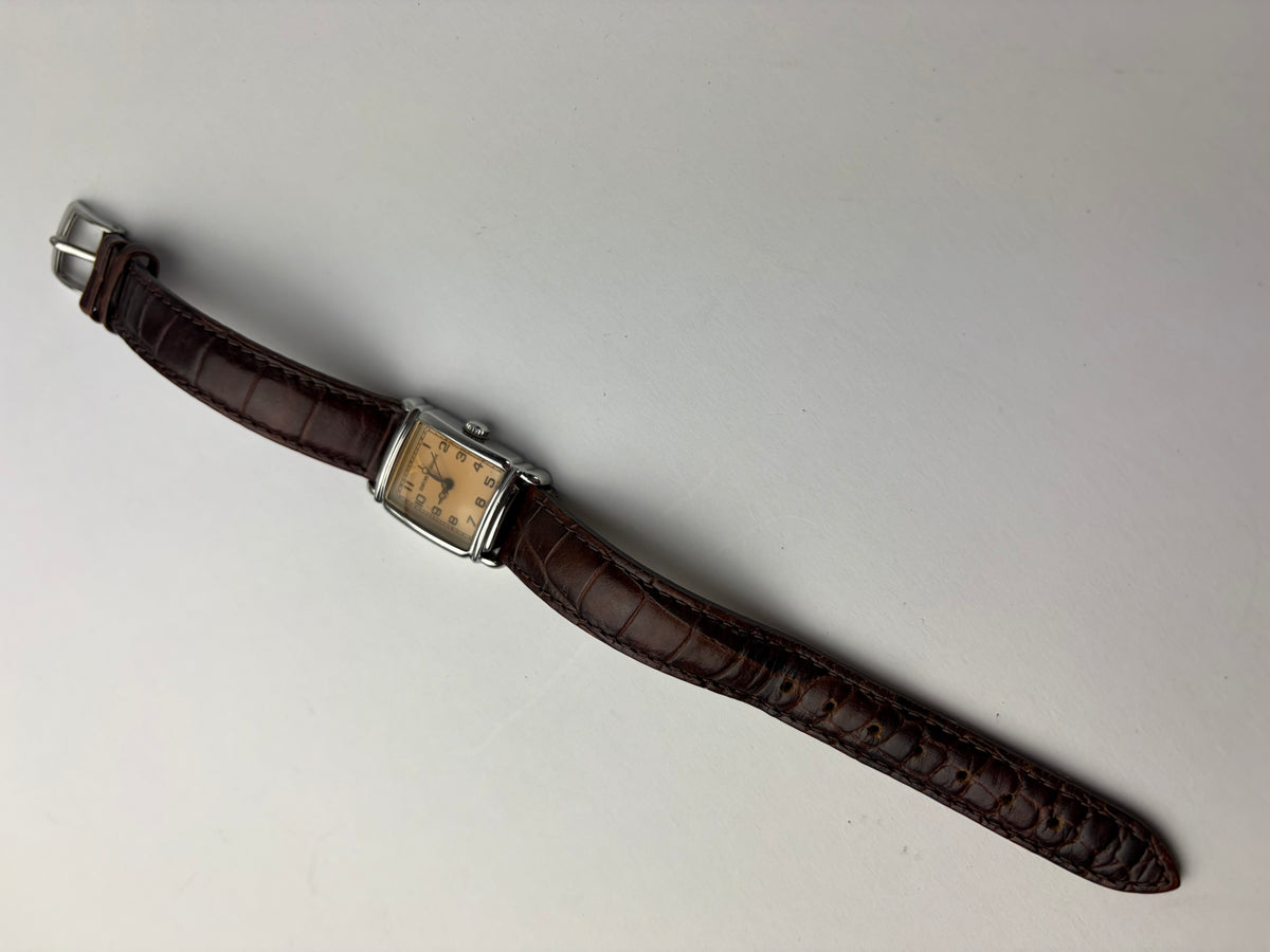 Vintage Emporio Armani Crocodile-Effect Leather Quartz Watch Late 1990s Brown Beige
