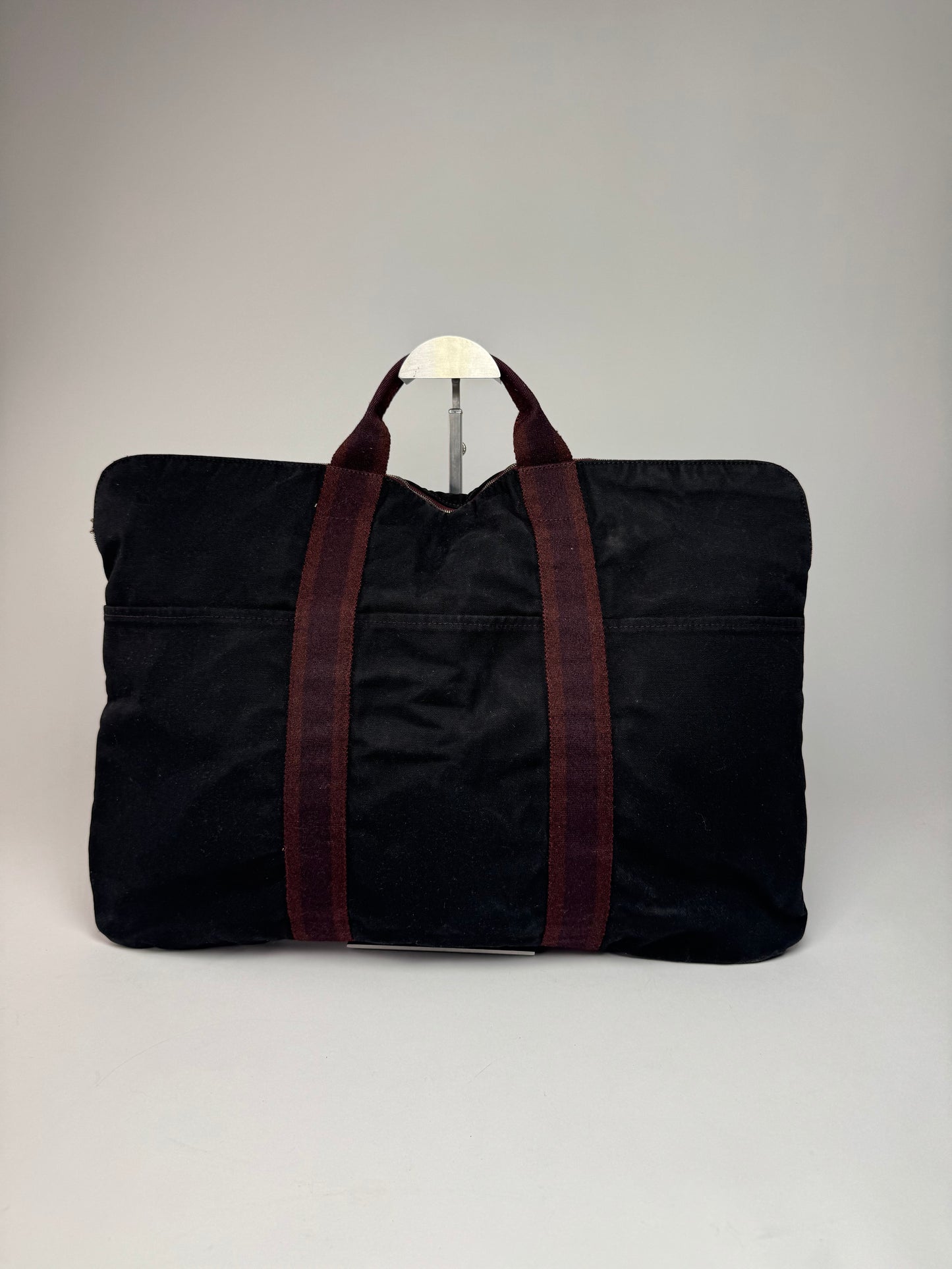 Vintage Hermes Canvas Handbag Purple Red