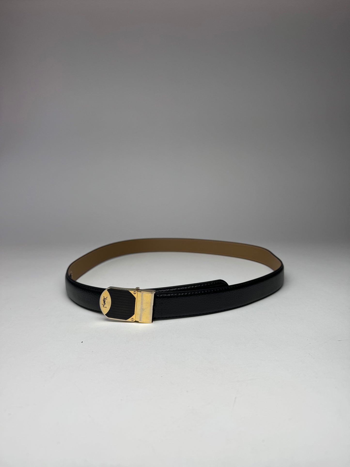 Vintage Yves Saint Laurent Leather Belt black