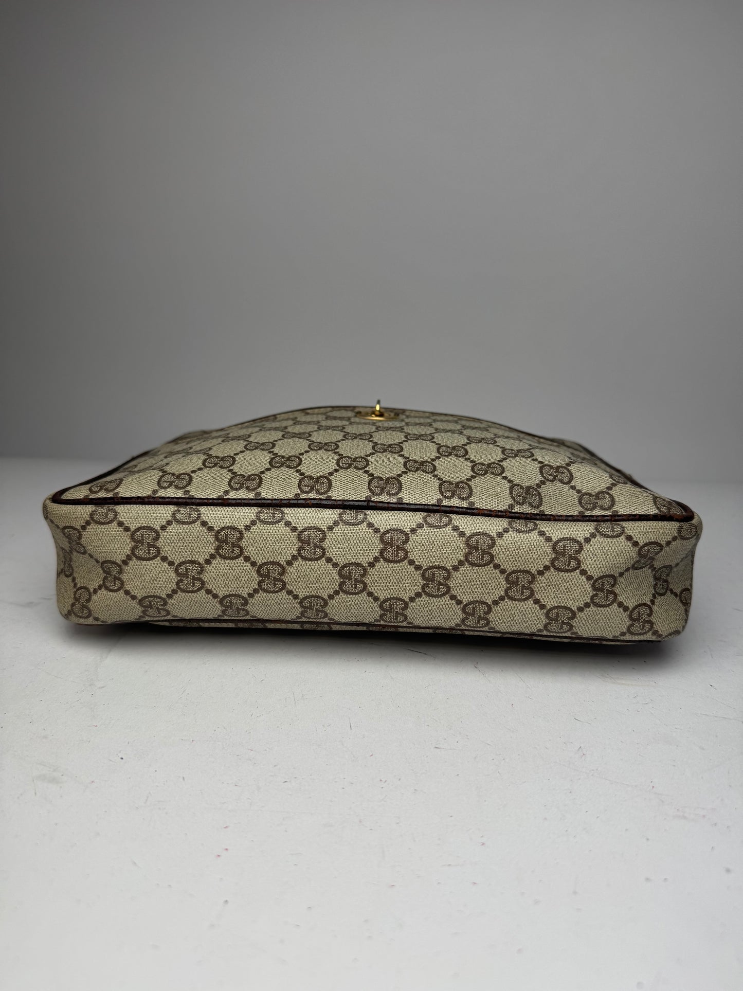 Vintage Gucci Ophidia Monogram Leather Clutch Grey Brown