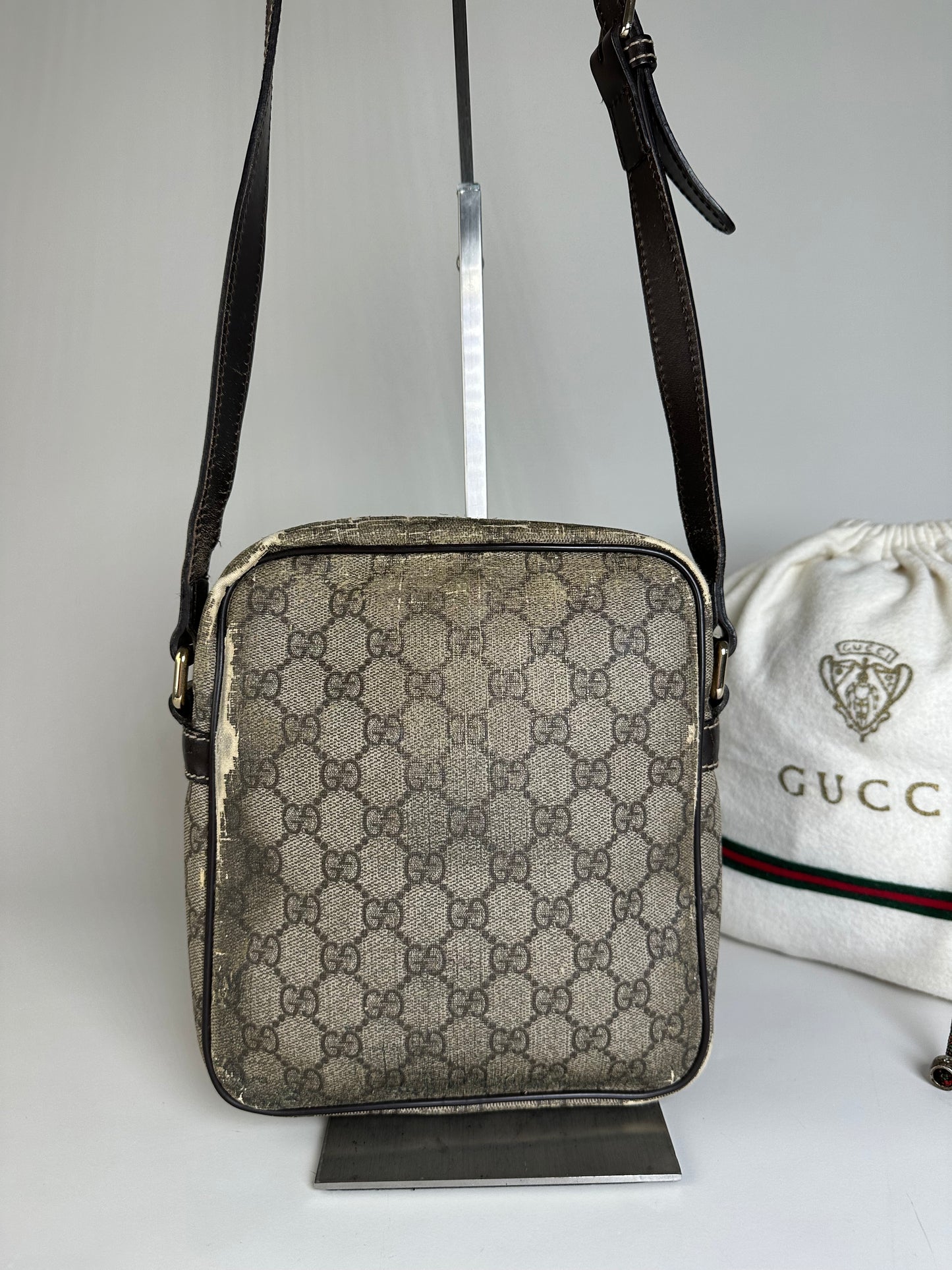 Vintage Gucci GG Supreme Crossbody Bag Late 1990s Beige Brown