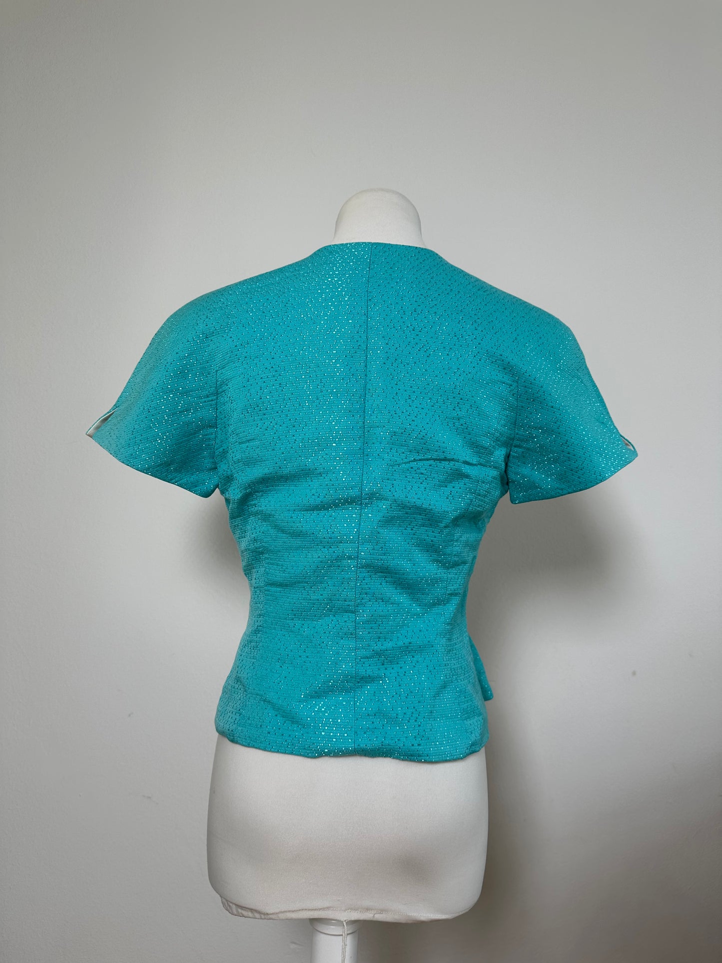 Vintage Dior Silk Cotton Jacket Aqua Blue M