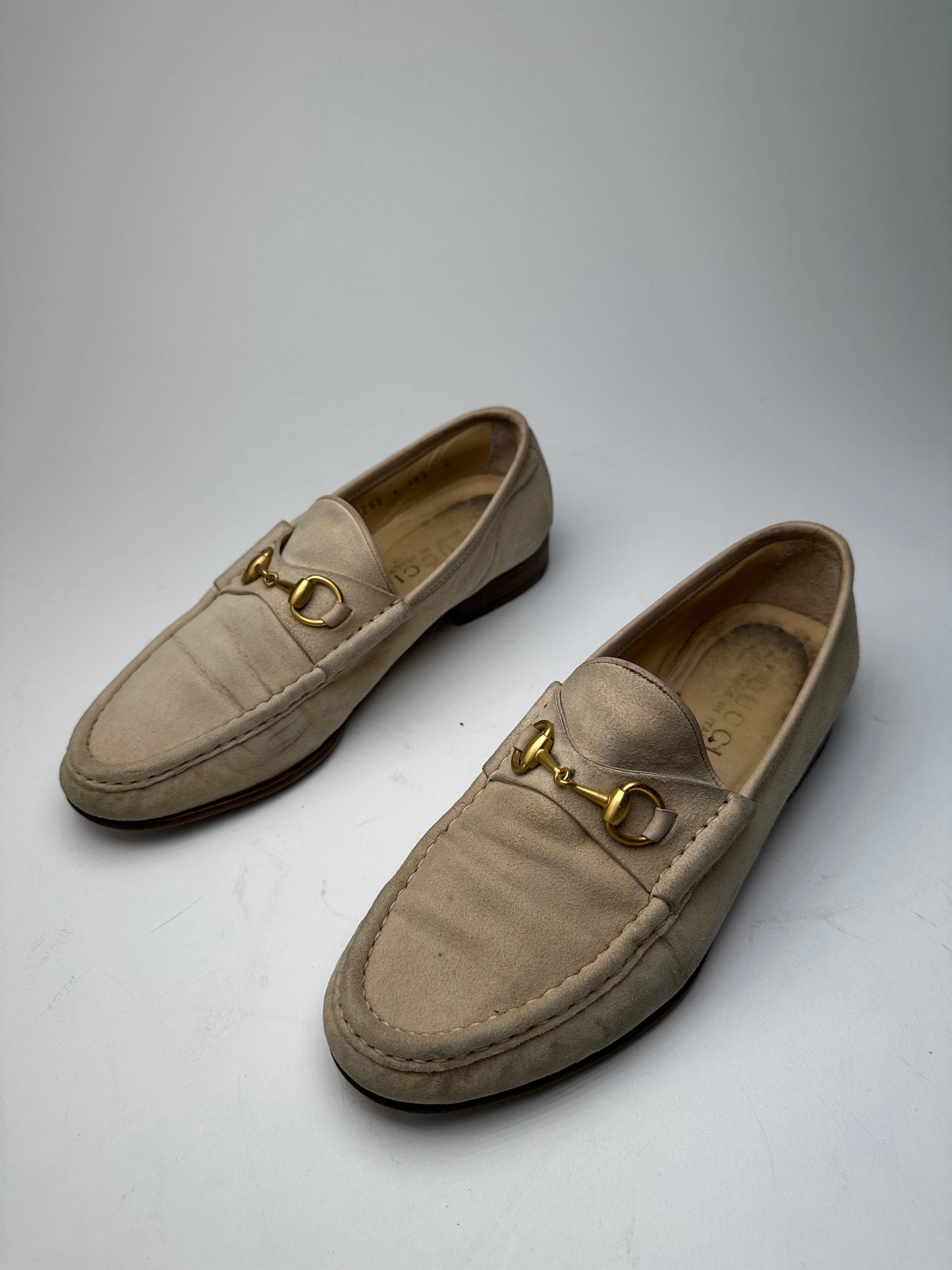 Vintage Gucci Horsebit Suese Loafer Beige EU37