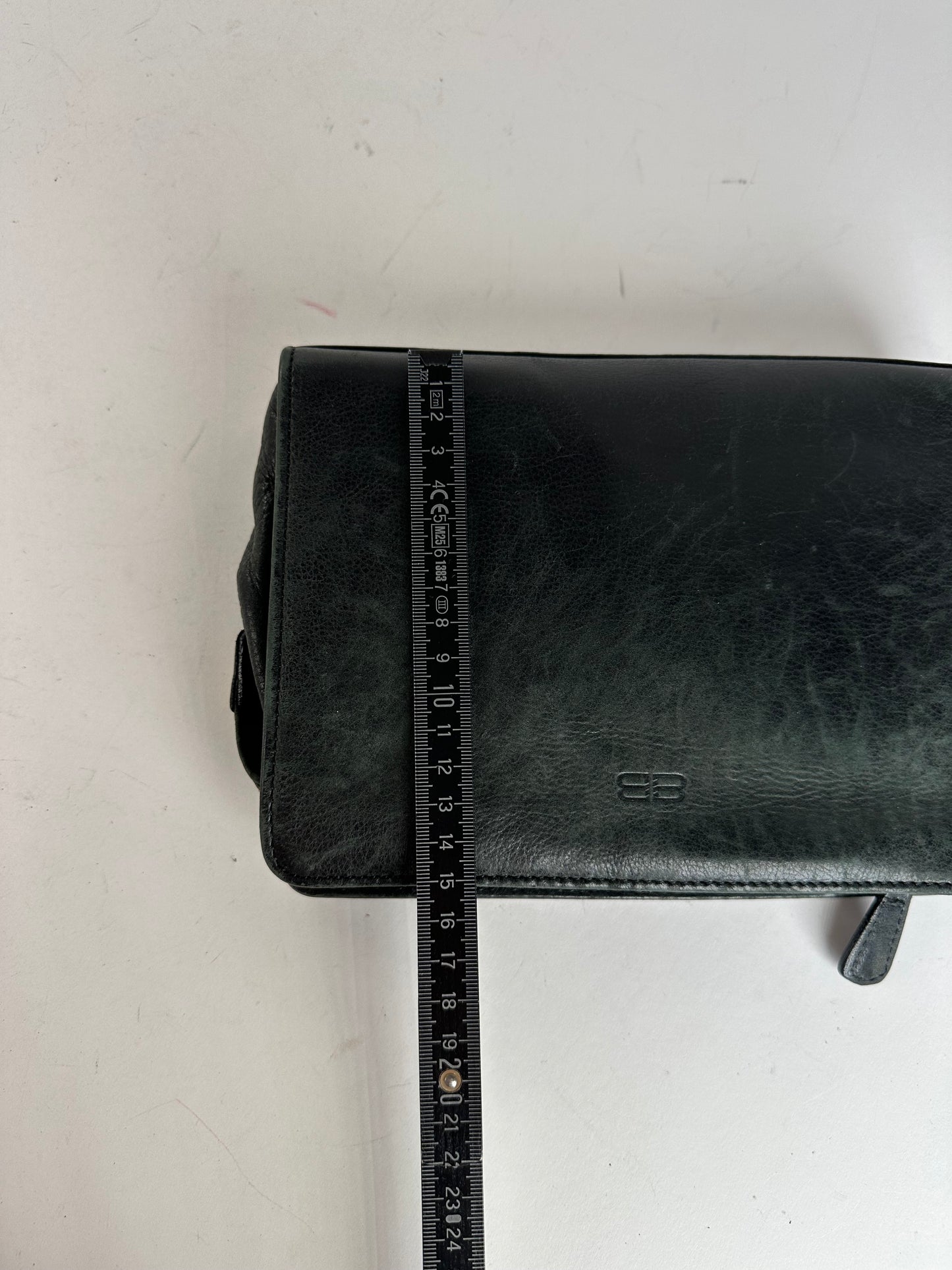 Vintage Balenciaga BB Logo Leather Wristlet Pouch Black