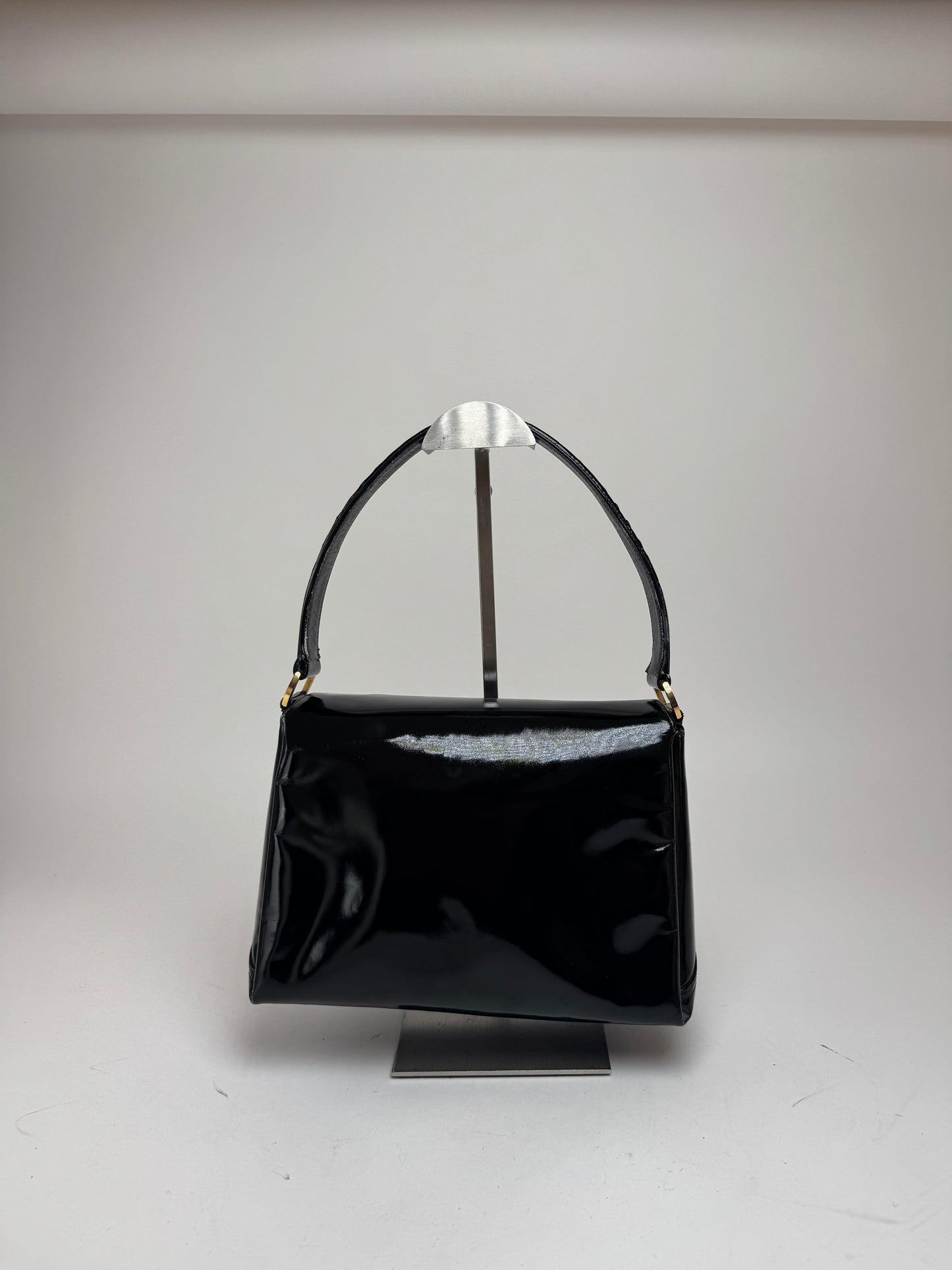 Sac Gucci vintage en cuir verni noir