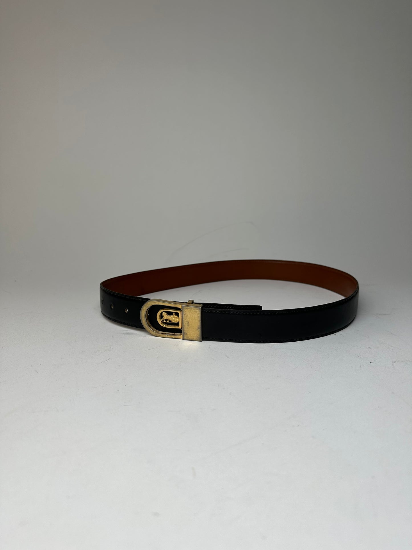 Vintage Celine Paris Leather Belt Black