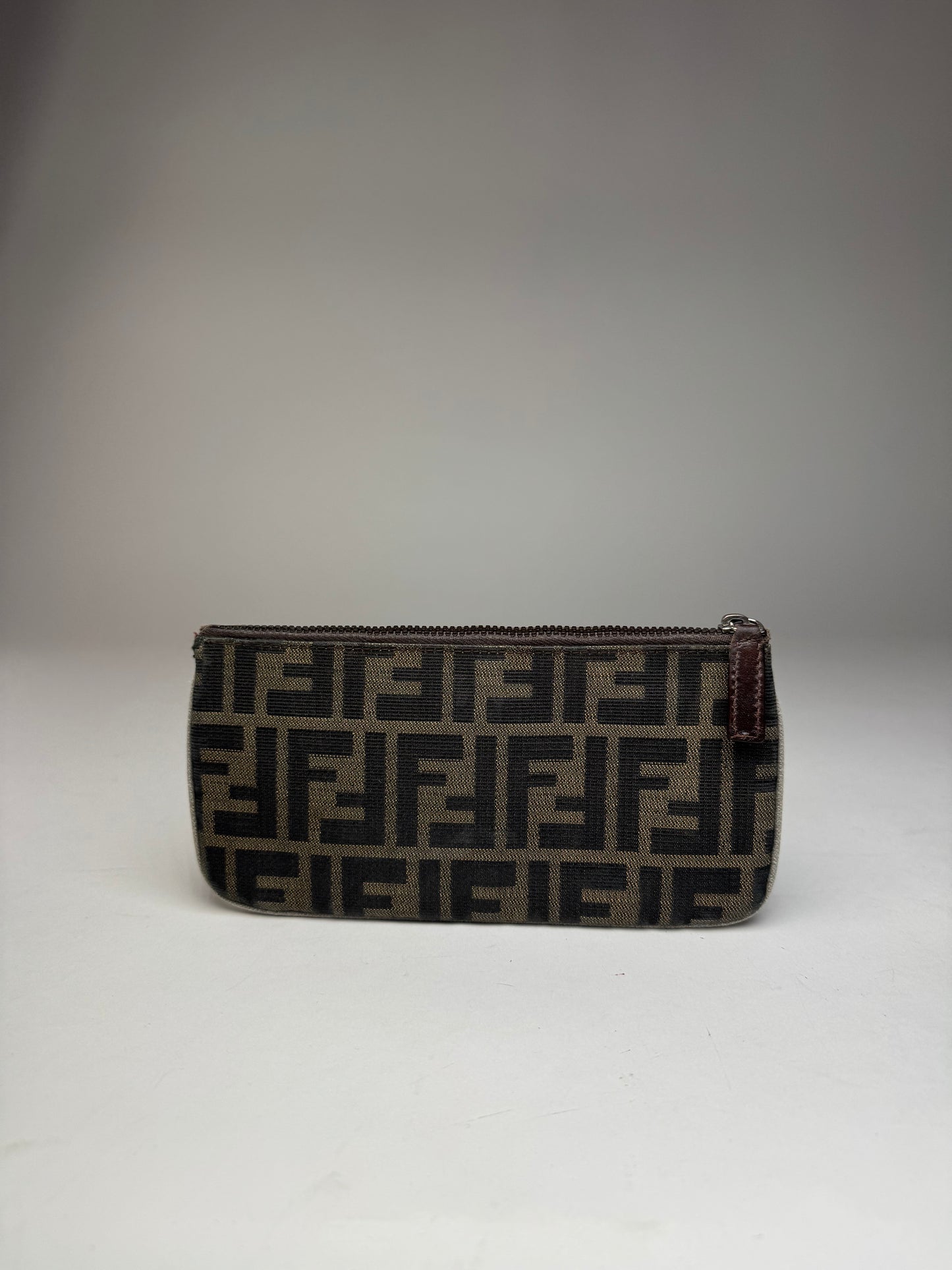 Vintage Fendi Monogram Card Holder / Clutch Brown