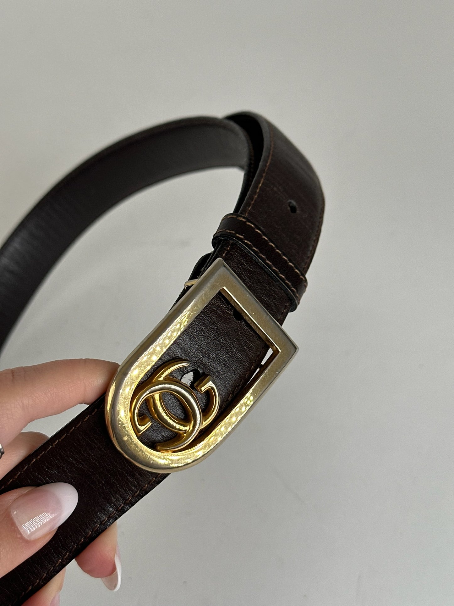 Vintage Gucci GG leather belt brown